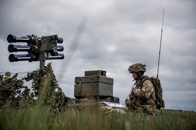A soldier from the Royal Artillery sets up a Lightweight Multiple Launcher system in 2016 (Picture: MOD).