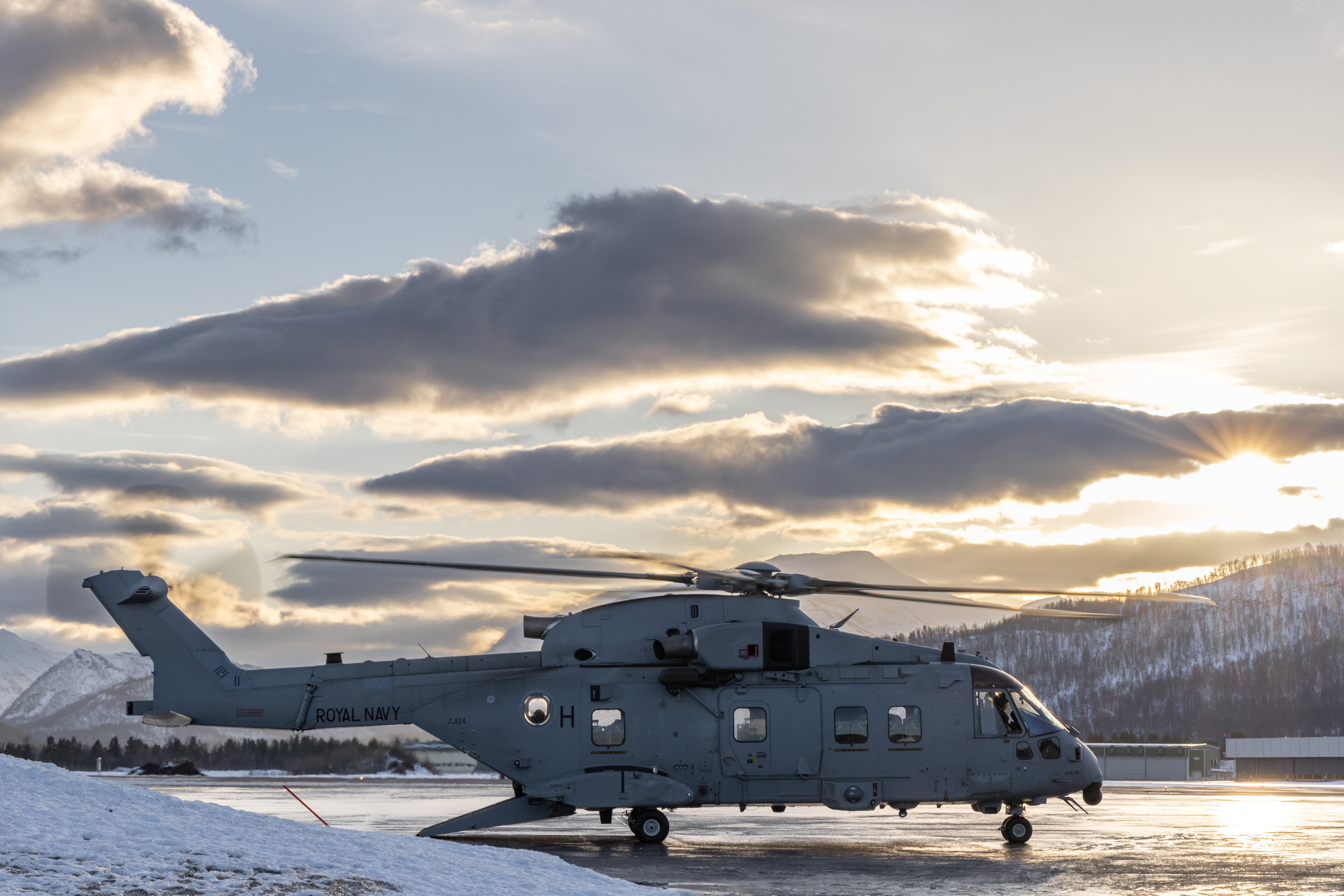 A Royal Navy Merlin Mk4 helicopter in Bardufoss, Norway (Picture: Royal Navy),