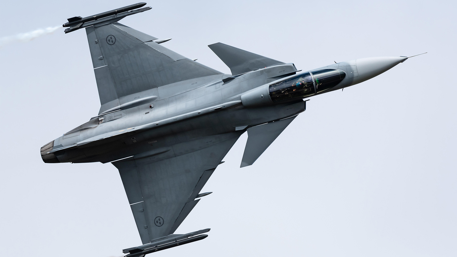 A Gripen multirole fighter jet belonging to the Swedish Air Force