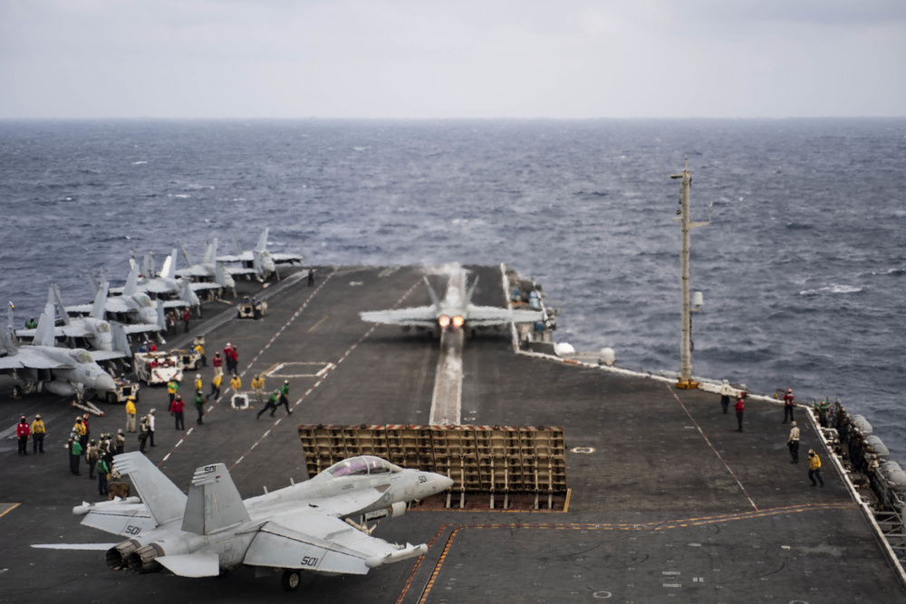 A Super Hornet takes off from USS Theodore Roosevelt (Picture: US Department of Defense).