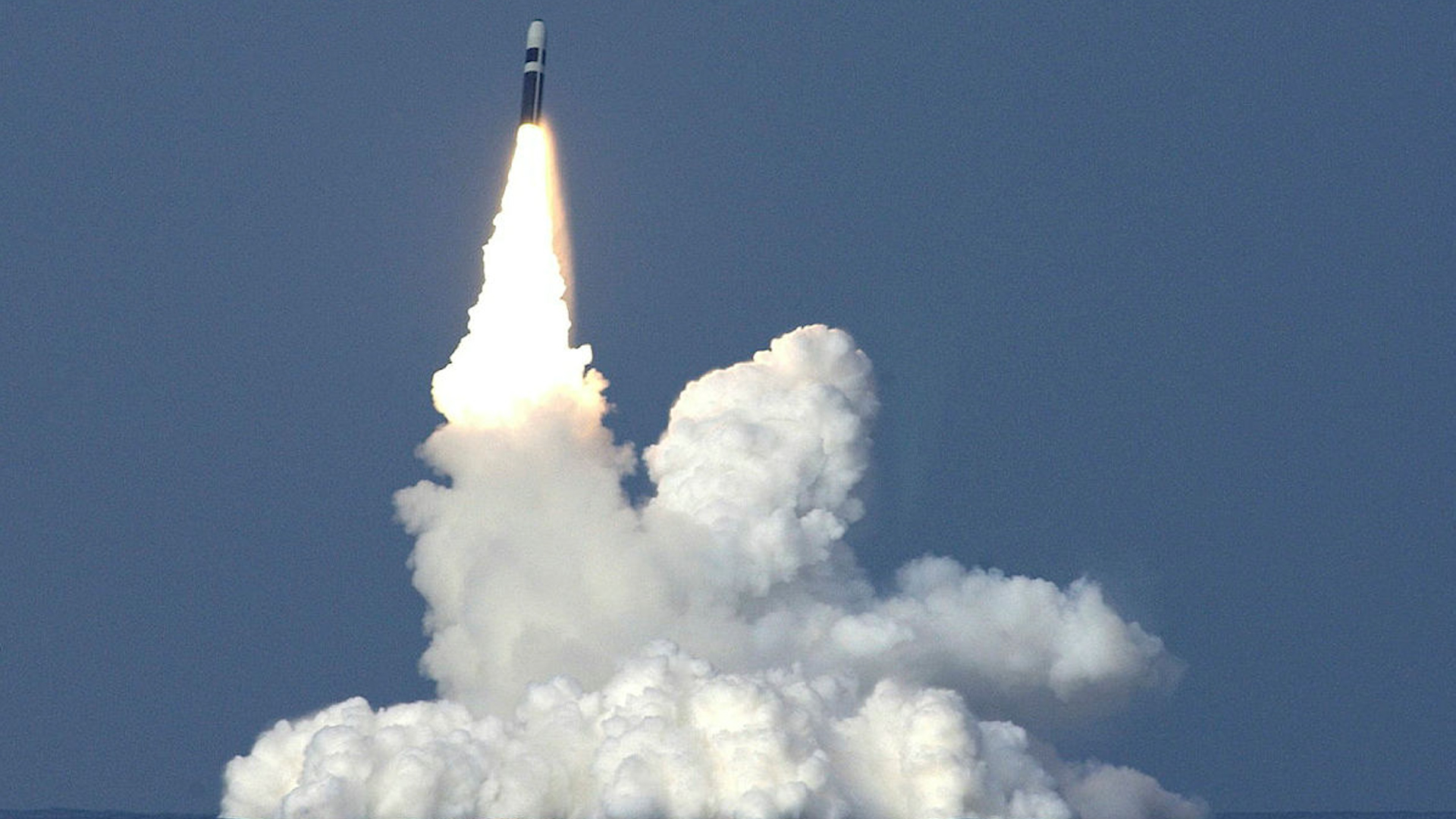 Library photo of a Trident test fire by HMS Vanguard in 2005