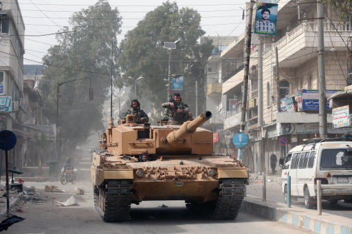 Turkish military tank in the Syrian city of Afrin Picture PA.