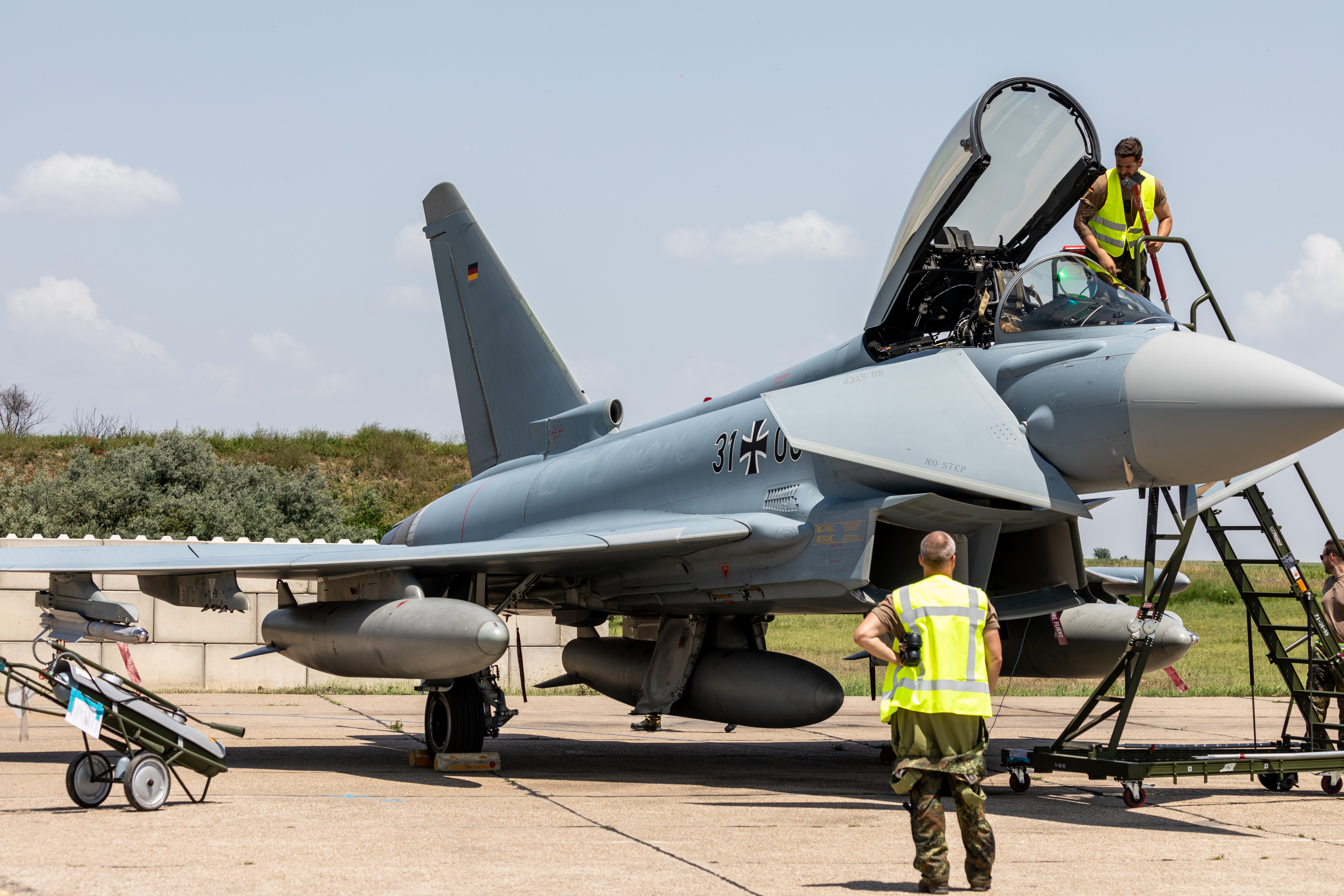 A Typhoon jet of the German Air Force in Romania as part of a cooperative exercise with the RAF (Picture: RAF).