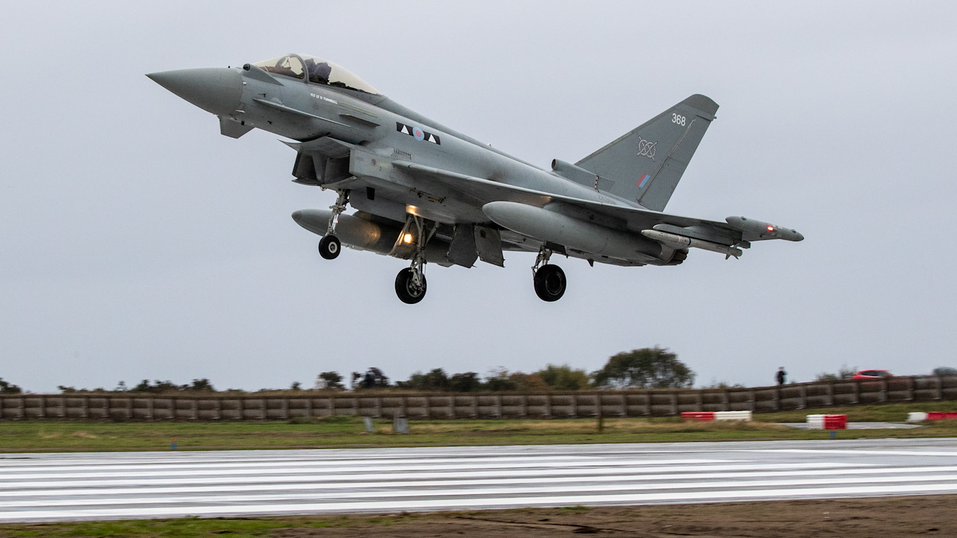 A Typhoon returns to RAF Lossiemouth following the resurfacing of the runway in 2020 08082024 CREDIT MOD