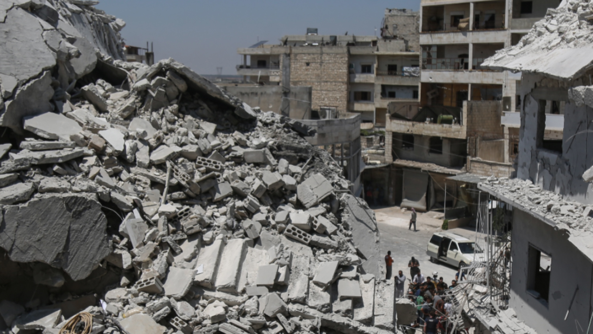 A building reduced to rubble in Idlib (Picture: PA images).