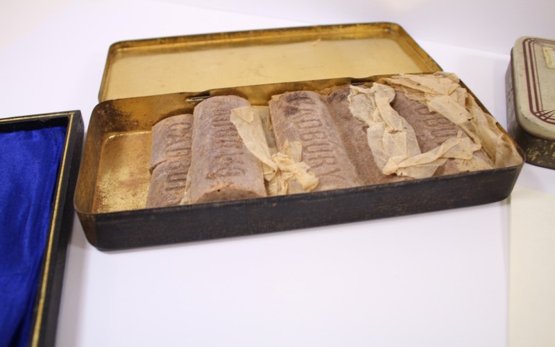 A century-old chocolate bar found in a tin once belonging to a First World War hero PICTURE: CJM HANDOUT