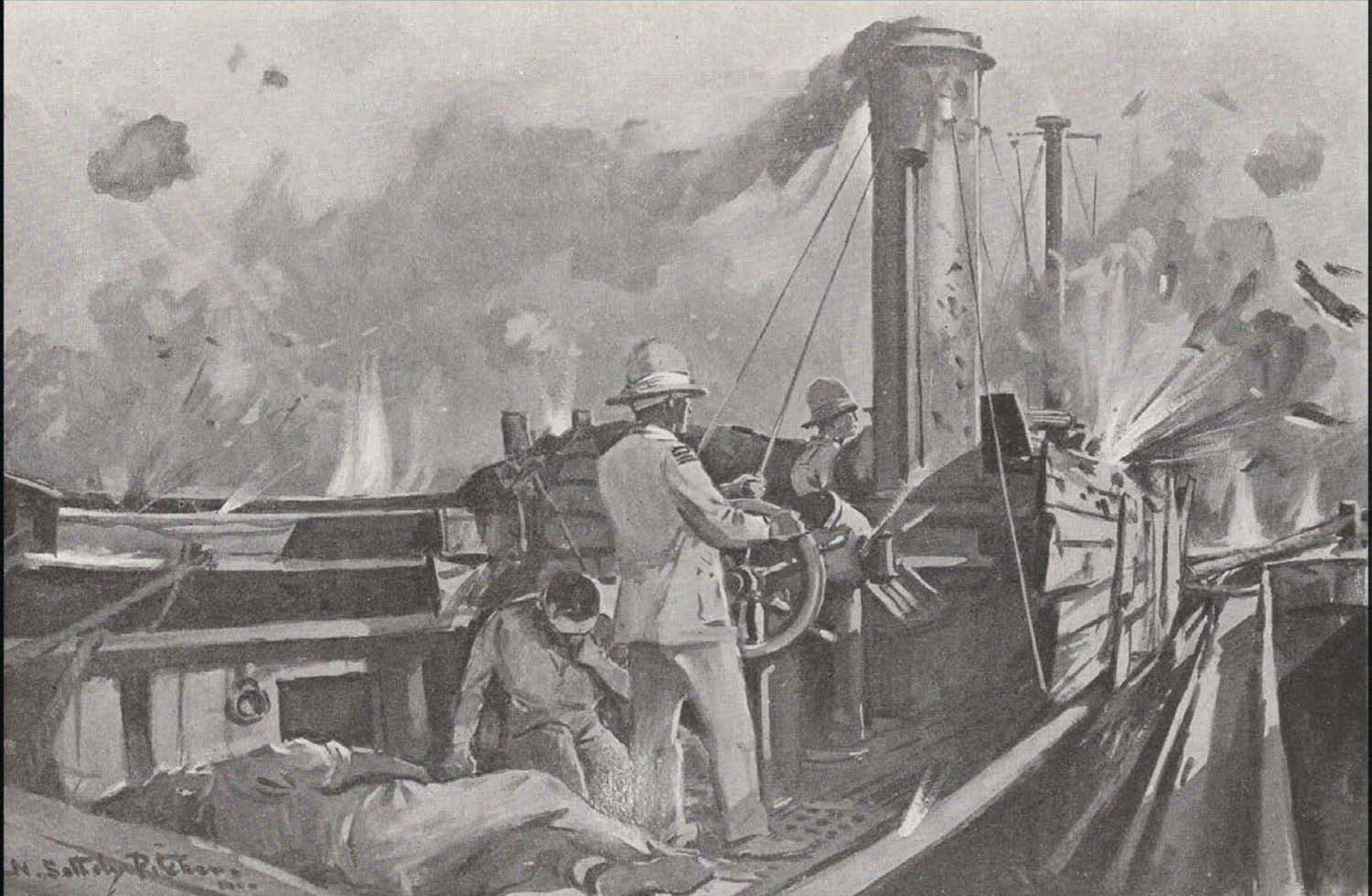 A contemporary depiction of Capt Henry Ritchie earning the VC at Dar-es-Salaam 030724 CREDIT Royal Navy
