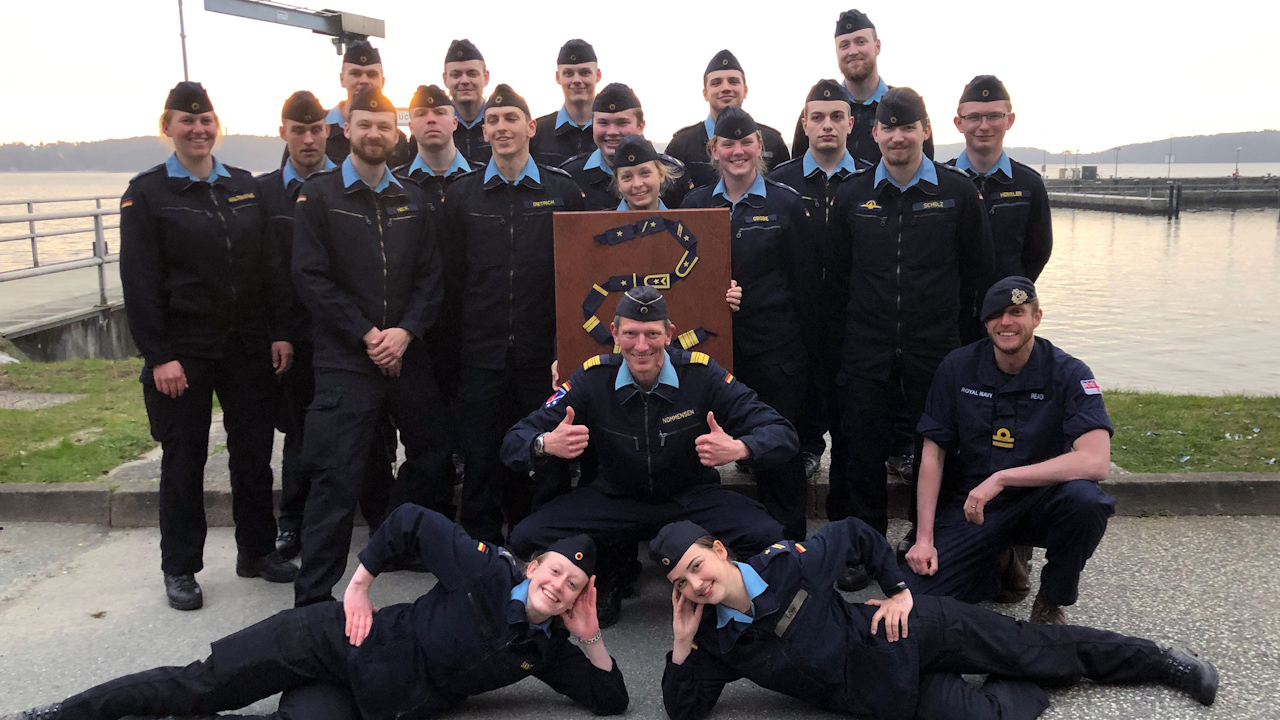 Lieutenant Edmund Read and his division of cadets (Picture: Royal Navy).
