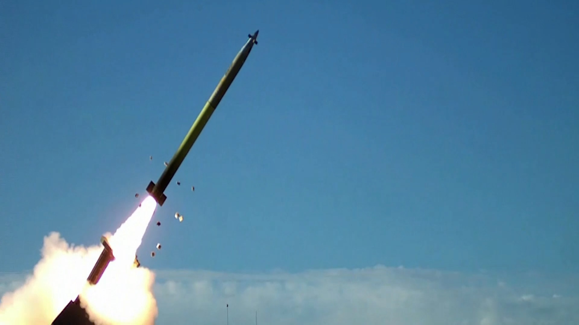 A rocket fired from a HIMARS system