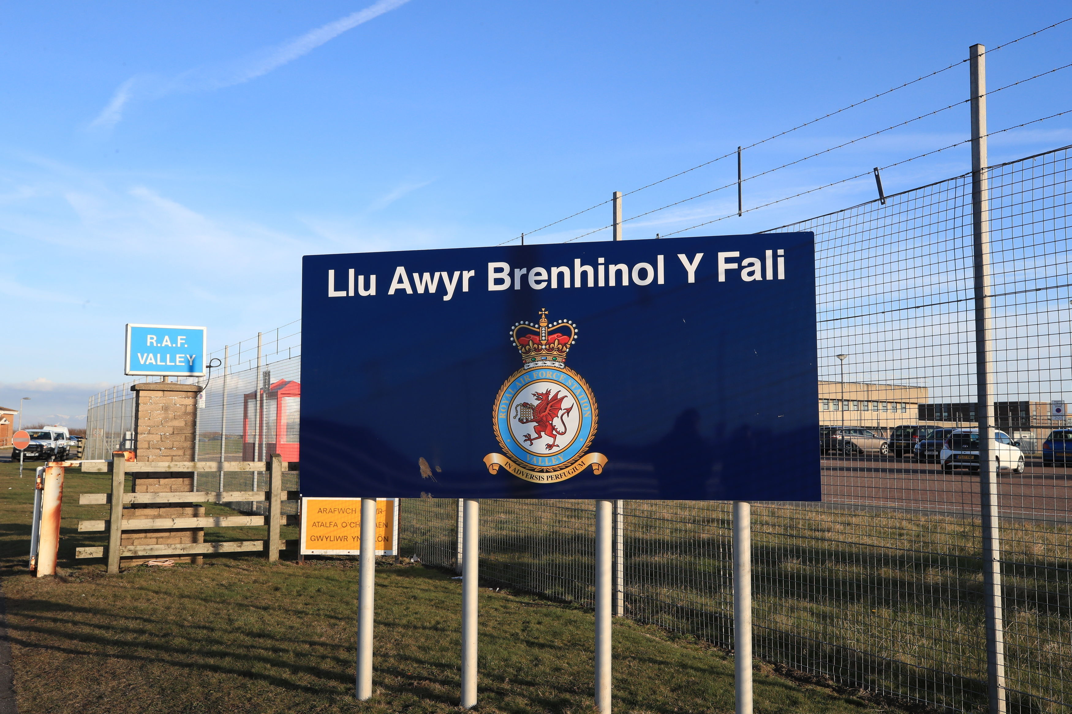 A sign at the entrance of RAF Valley (Picture: PA).