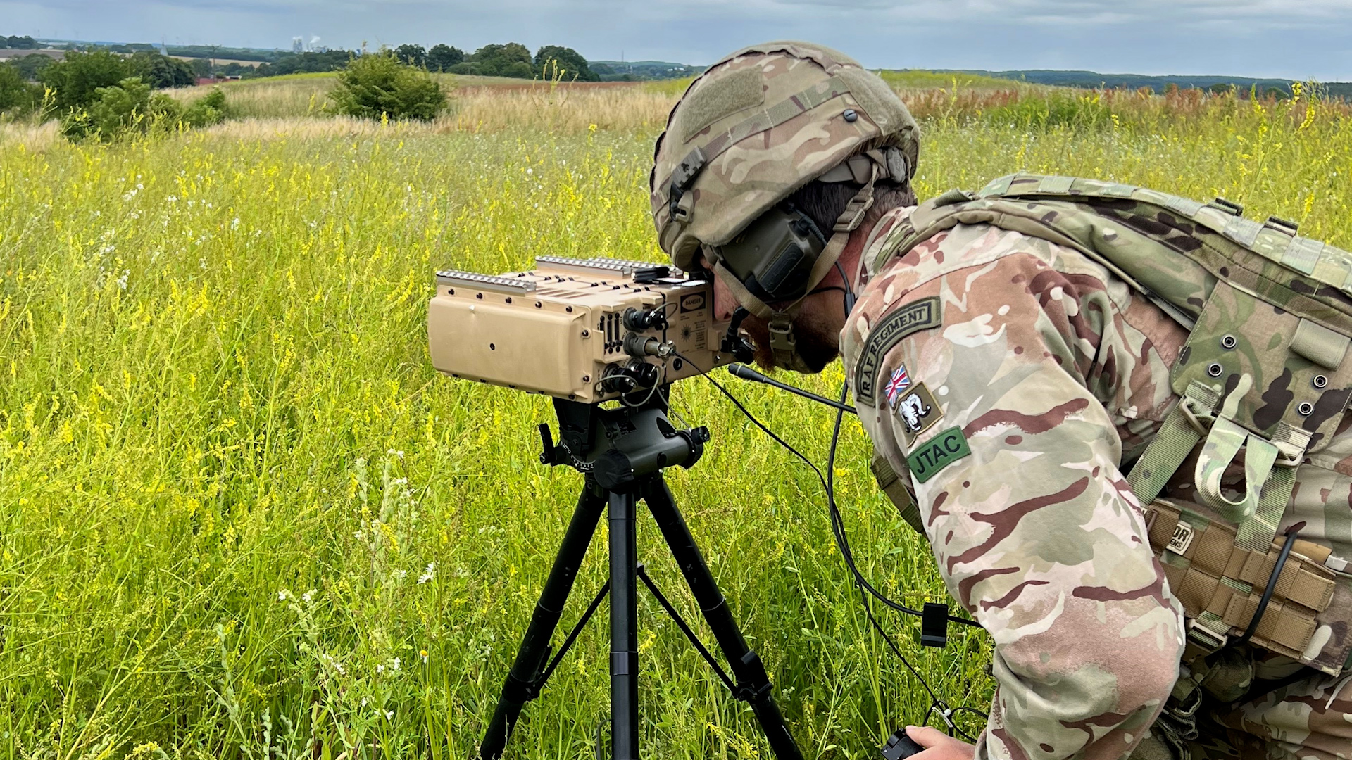 A soldier looks through the locator to identify simulated enemy targets on Exercise Tartan Marauder in northwest Poland (Picture: RAF).