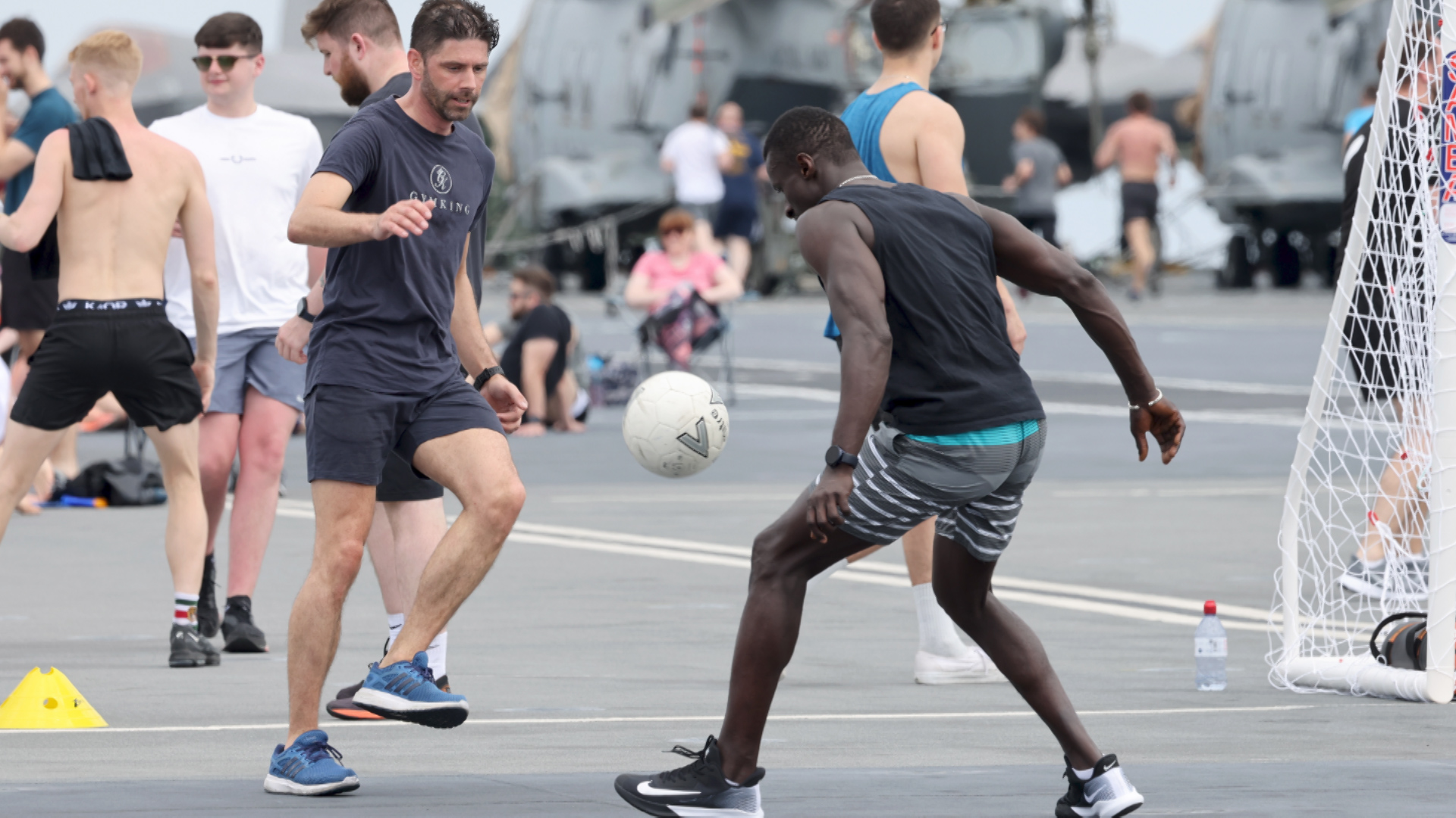 A spot of football on HMS Queen Elizabeth (Picture: MOD).