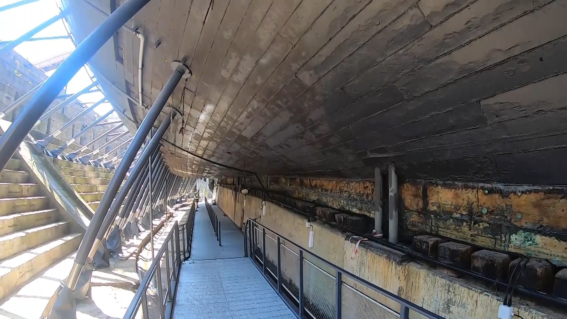 A view of the underside of HMS Victory.