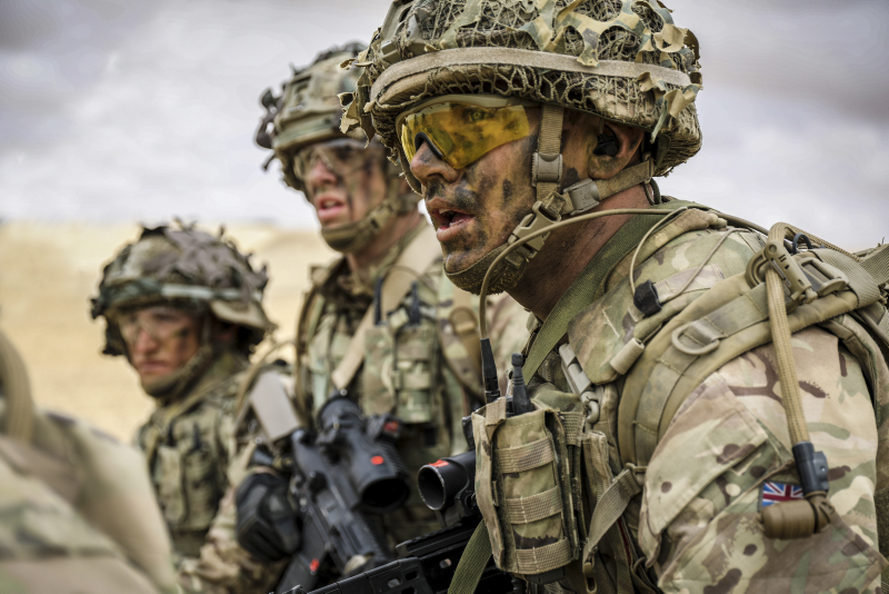 Members of C Company 2 Royal Anglian, seen here on exercise AHMOSE 1, south-west of Alexandria in Egypt.