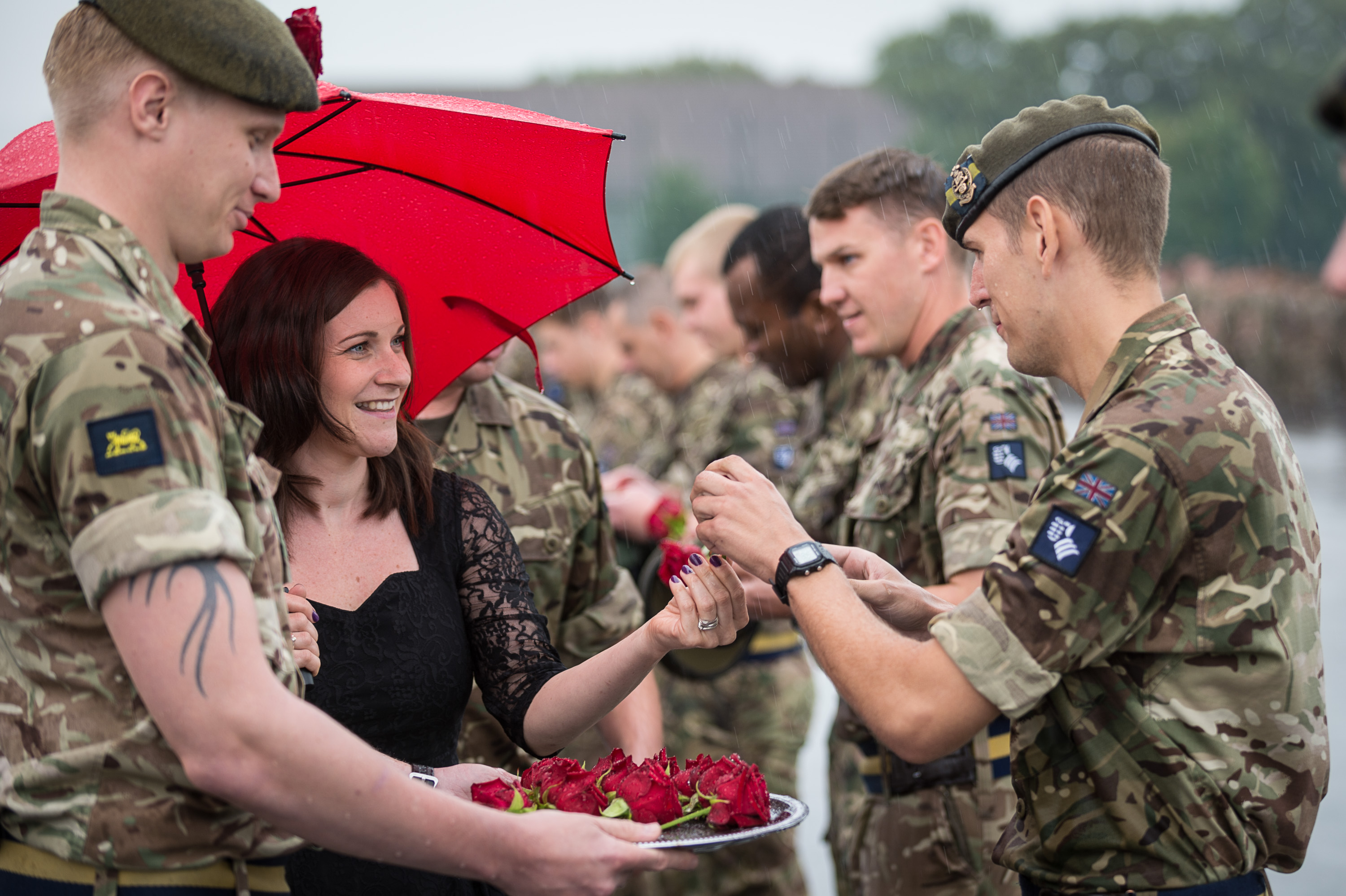 Soldiers from 1 Princess of Wales's Royal Regiment receive a Minden rose in Germany 2018 (Picture: MOD).