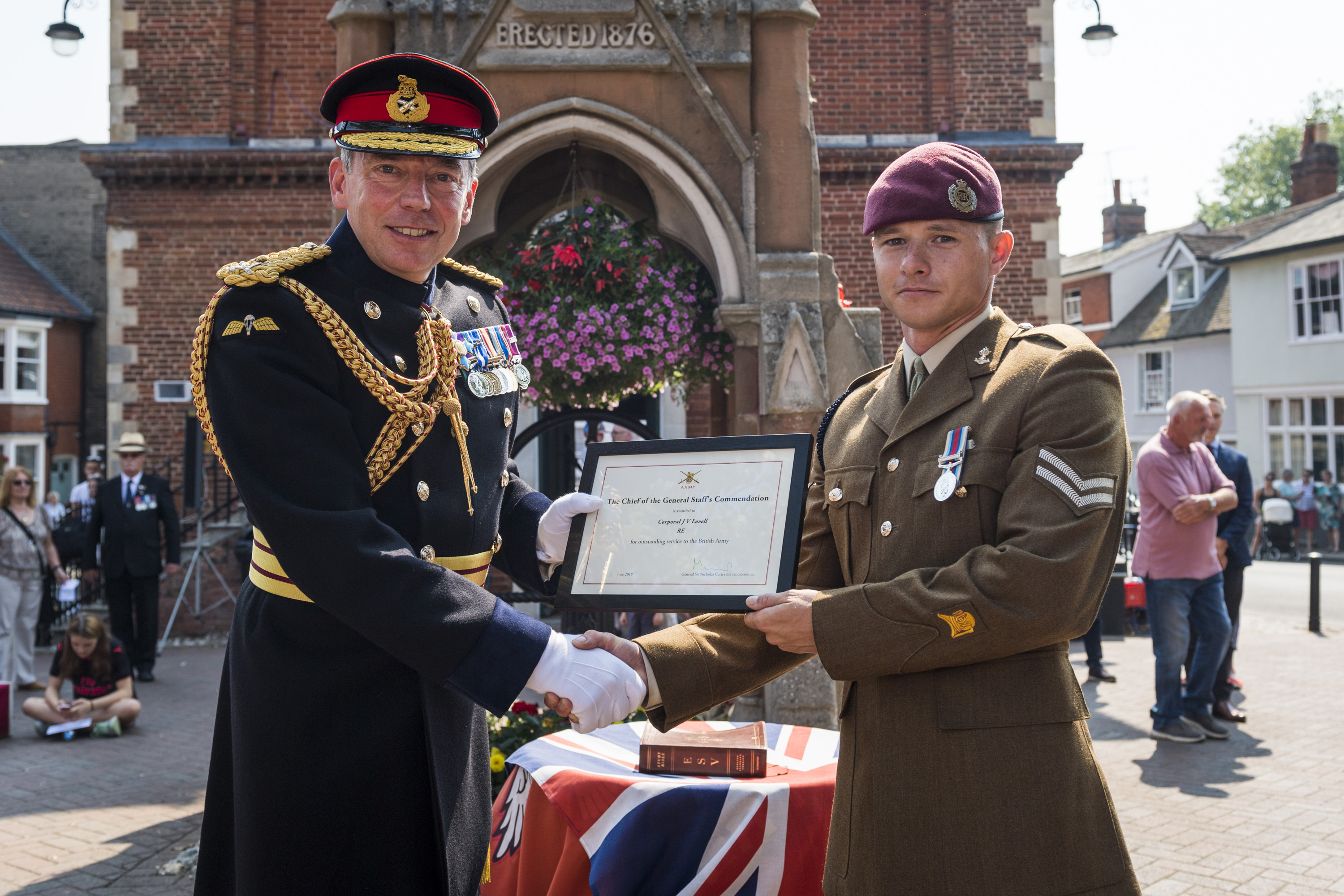 Corporal Lovell, 29,who gave lifesaving first aid to the victim of a stabbing, has received a Chief of the General Staff’s Commendation.