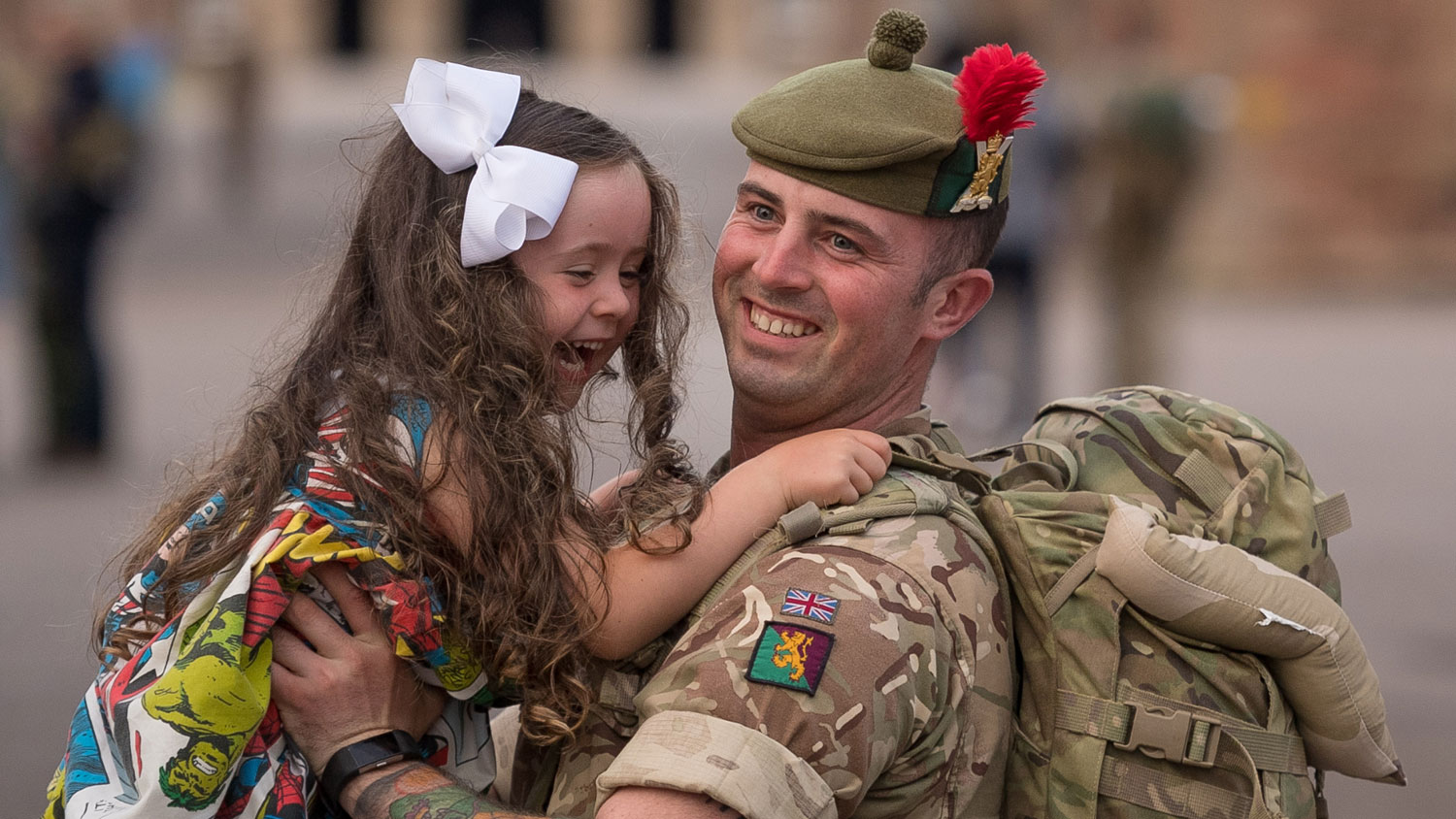 3rd Battalion The Royal Regiment of Scotland 3 SCOTS Homecoming Private Jordan McSeveney-Liddell and daughter