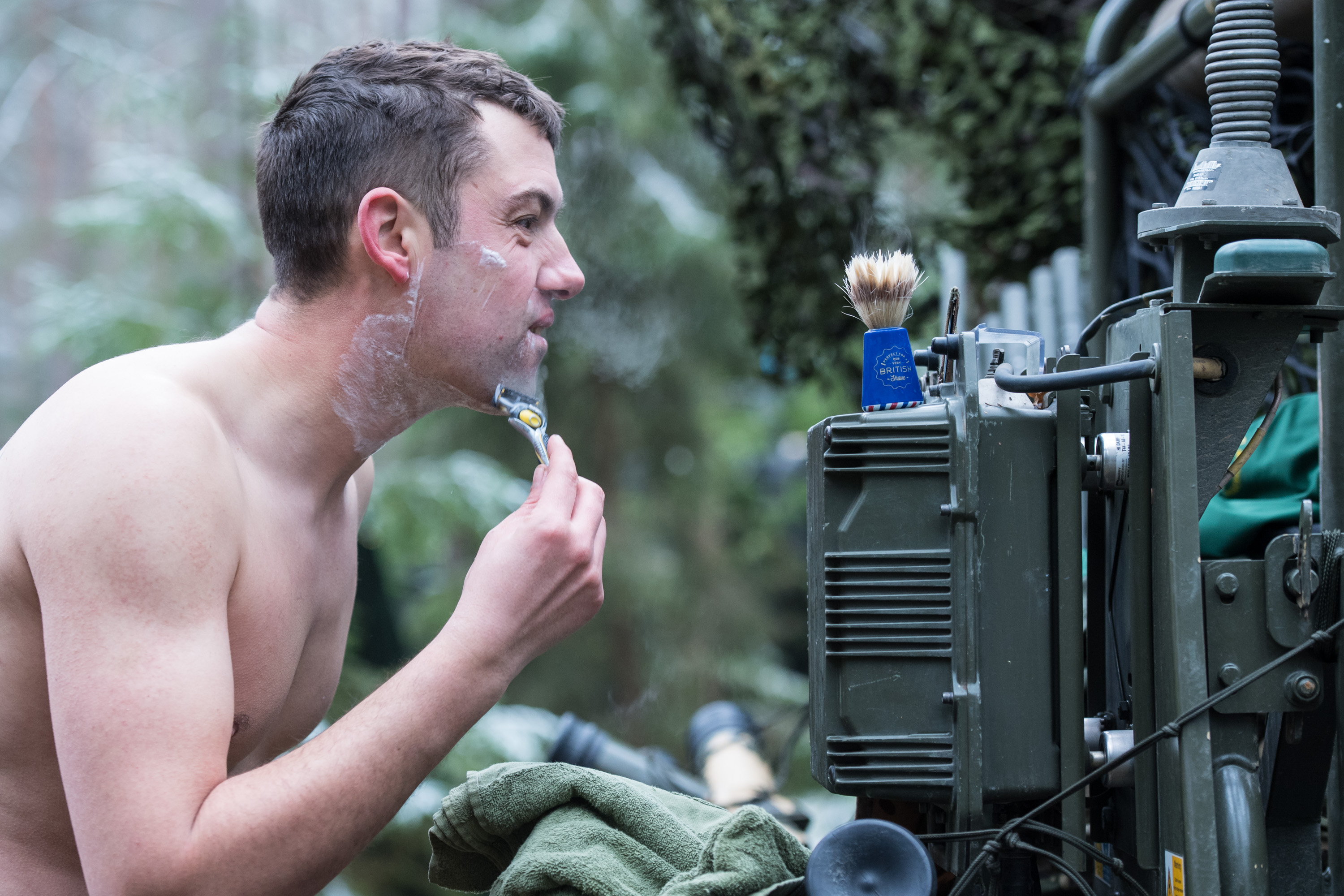 MOD photographs 2017- soldier shaving 