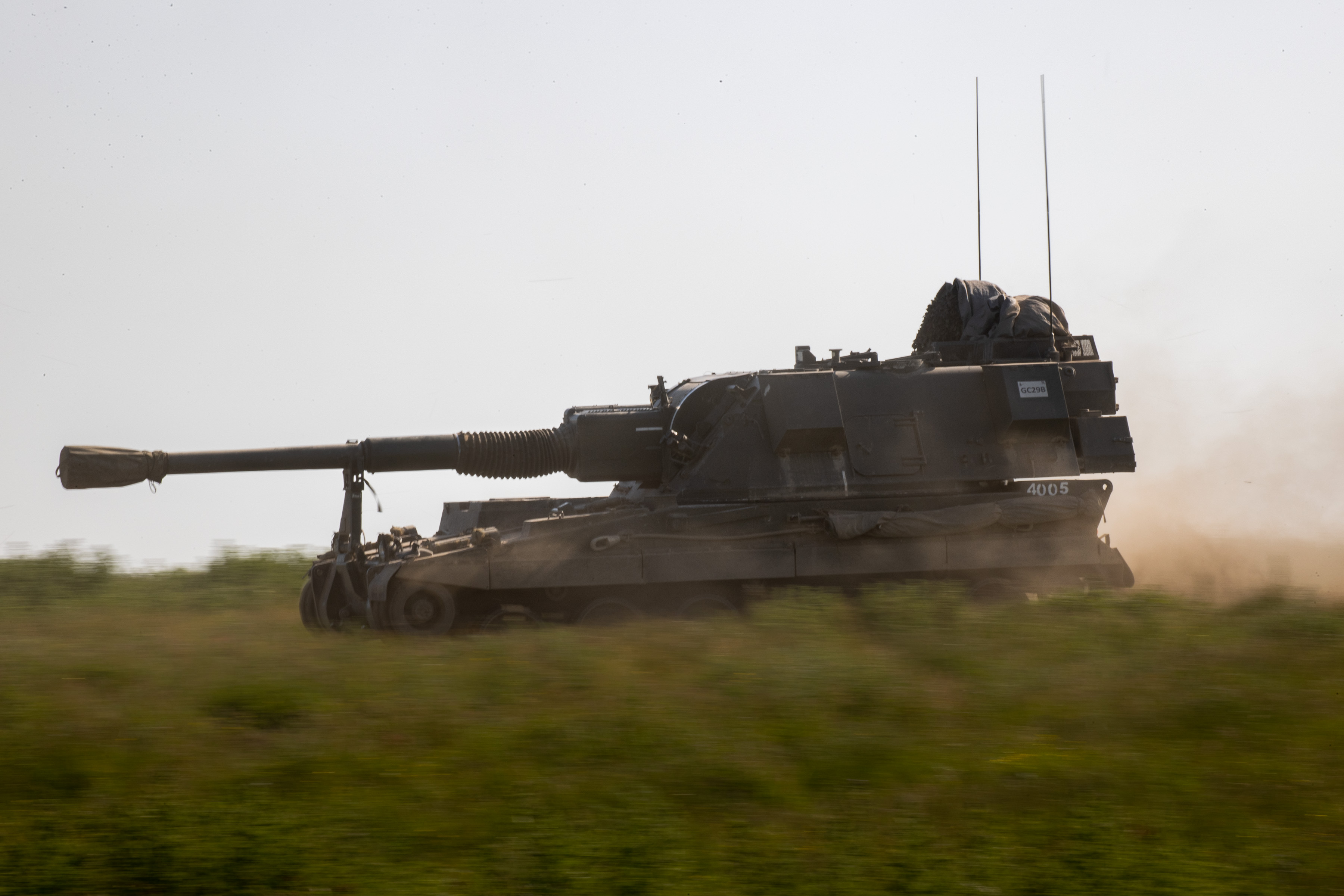AS90 Self-Propelled Artillery moving at speed to target during Exercise Iron Storm (Picture: UK MOD/ Crown copyright 2022).