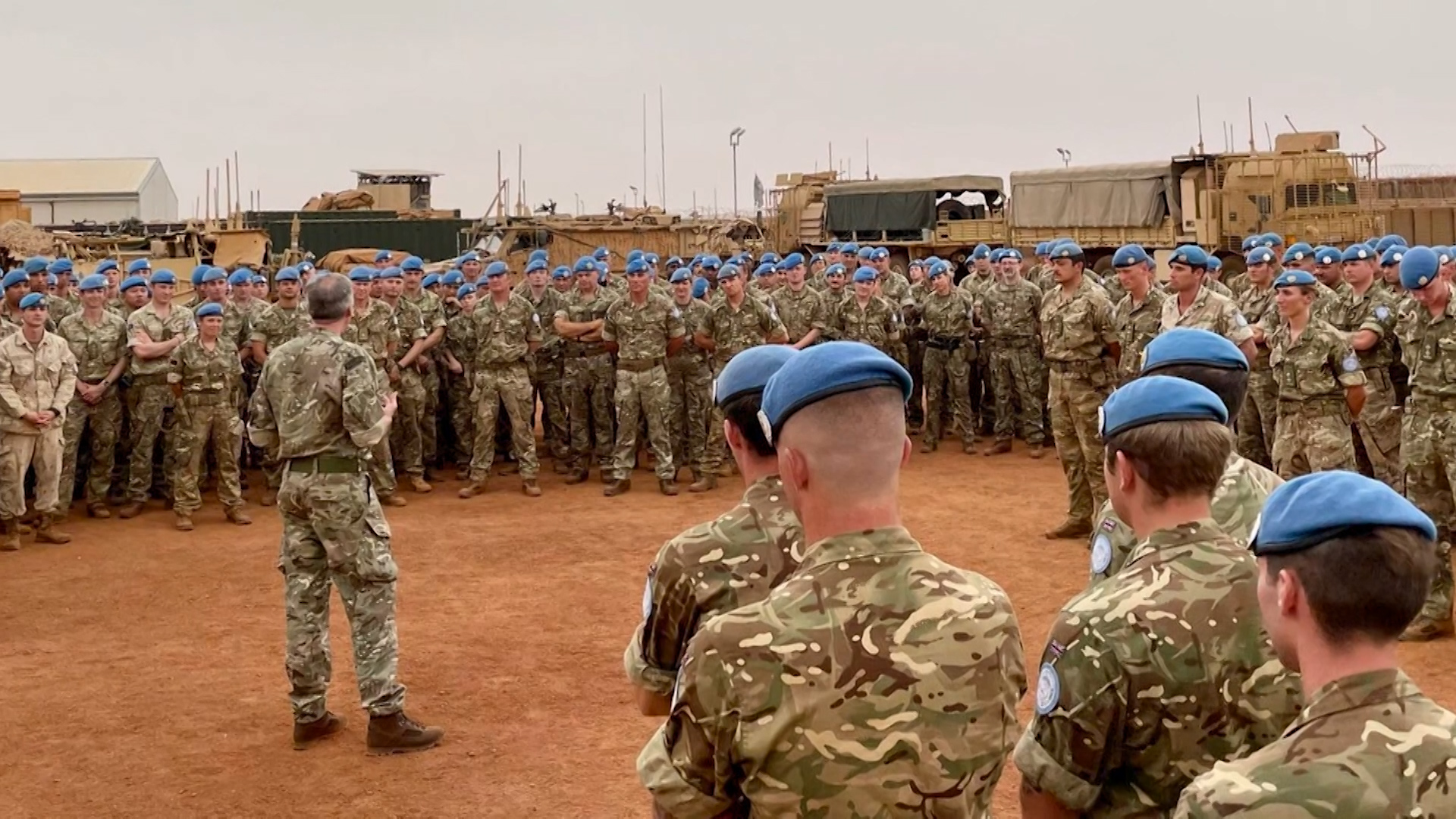 The Chief of the Defence staff speaks to peacekeepers in Mali earlier this year