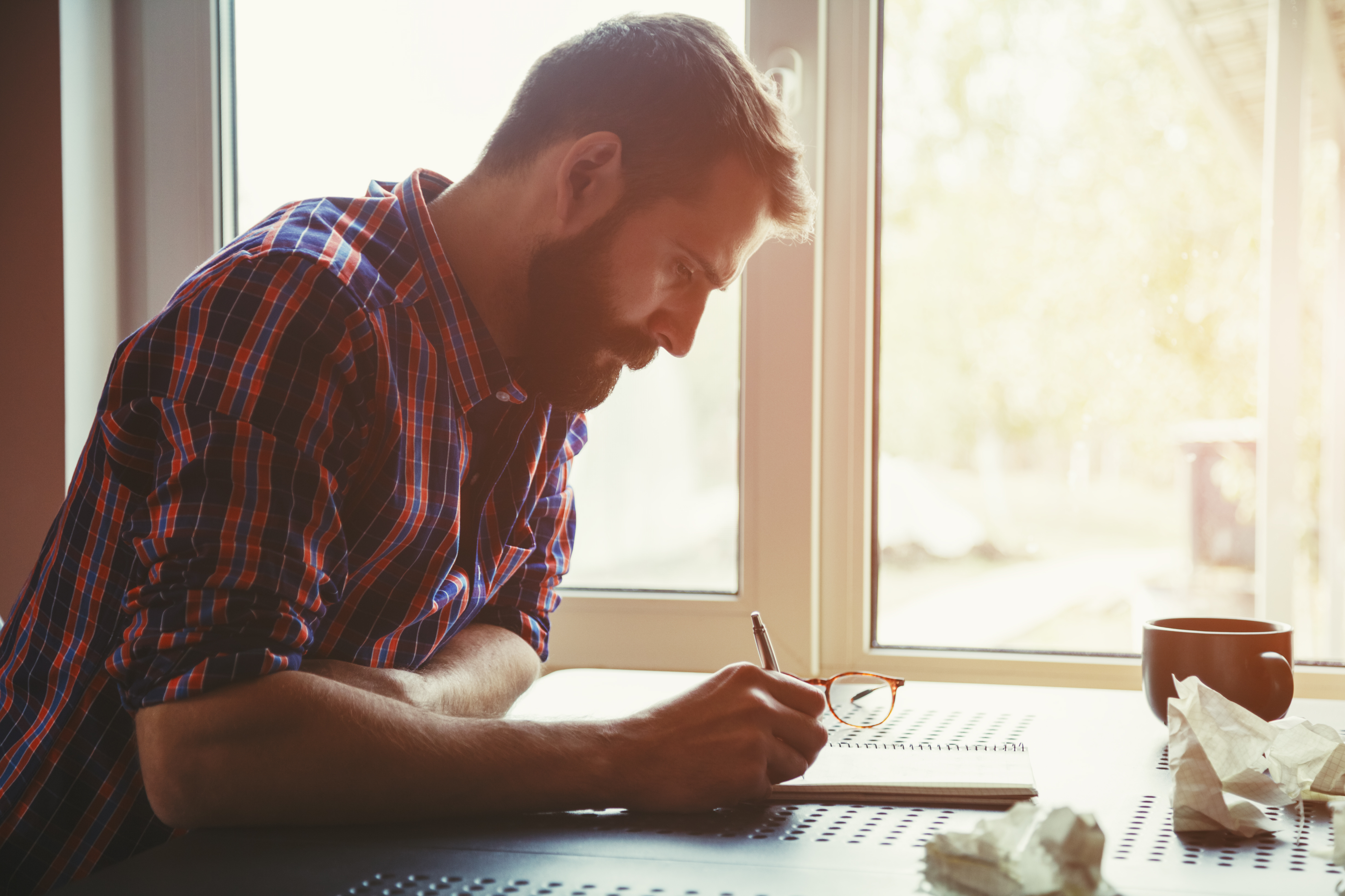 man writing 