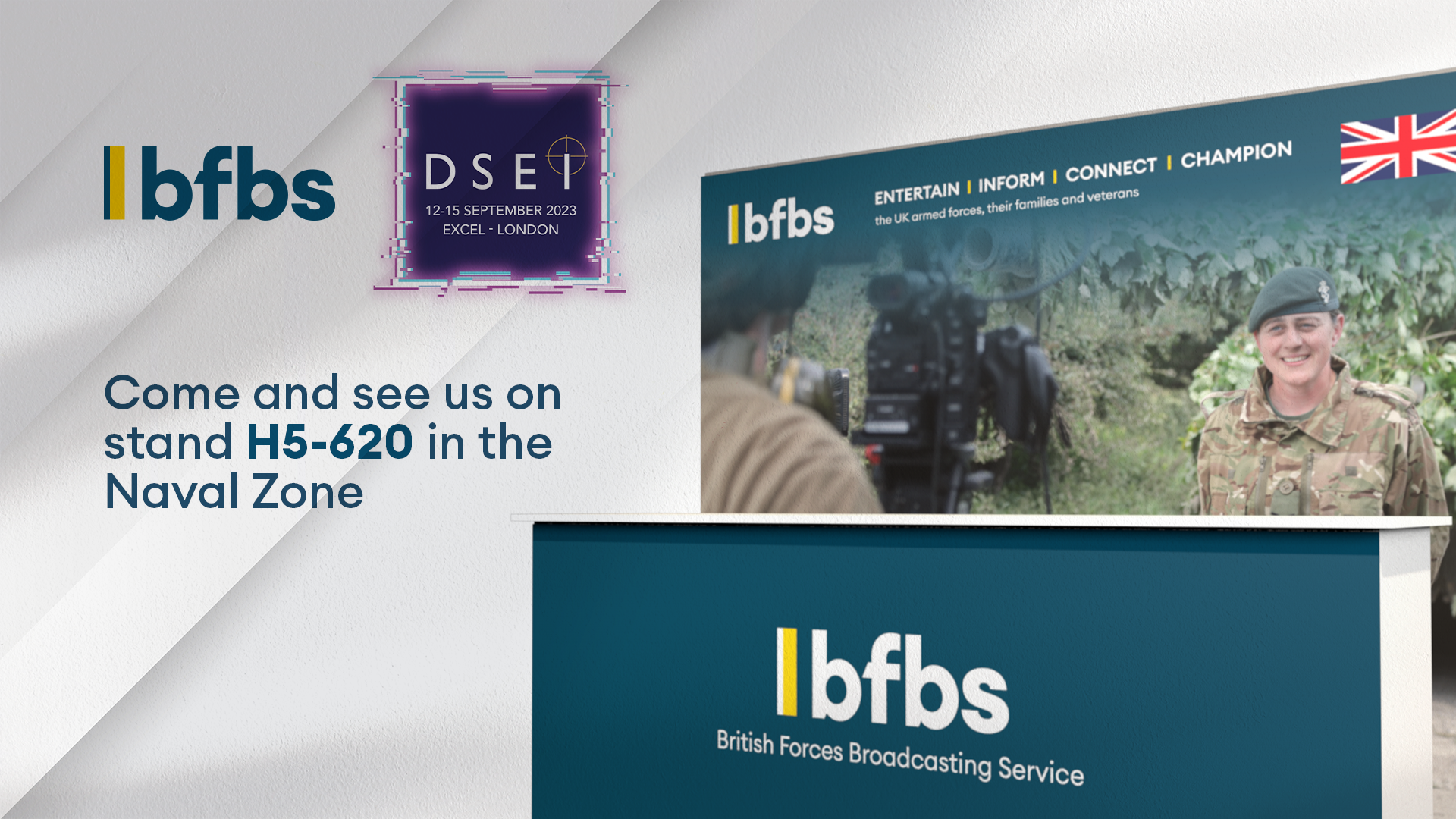 Meet the BFBS team at DSEI 2023.