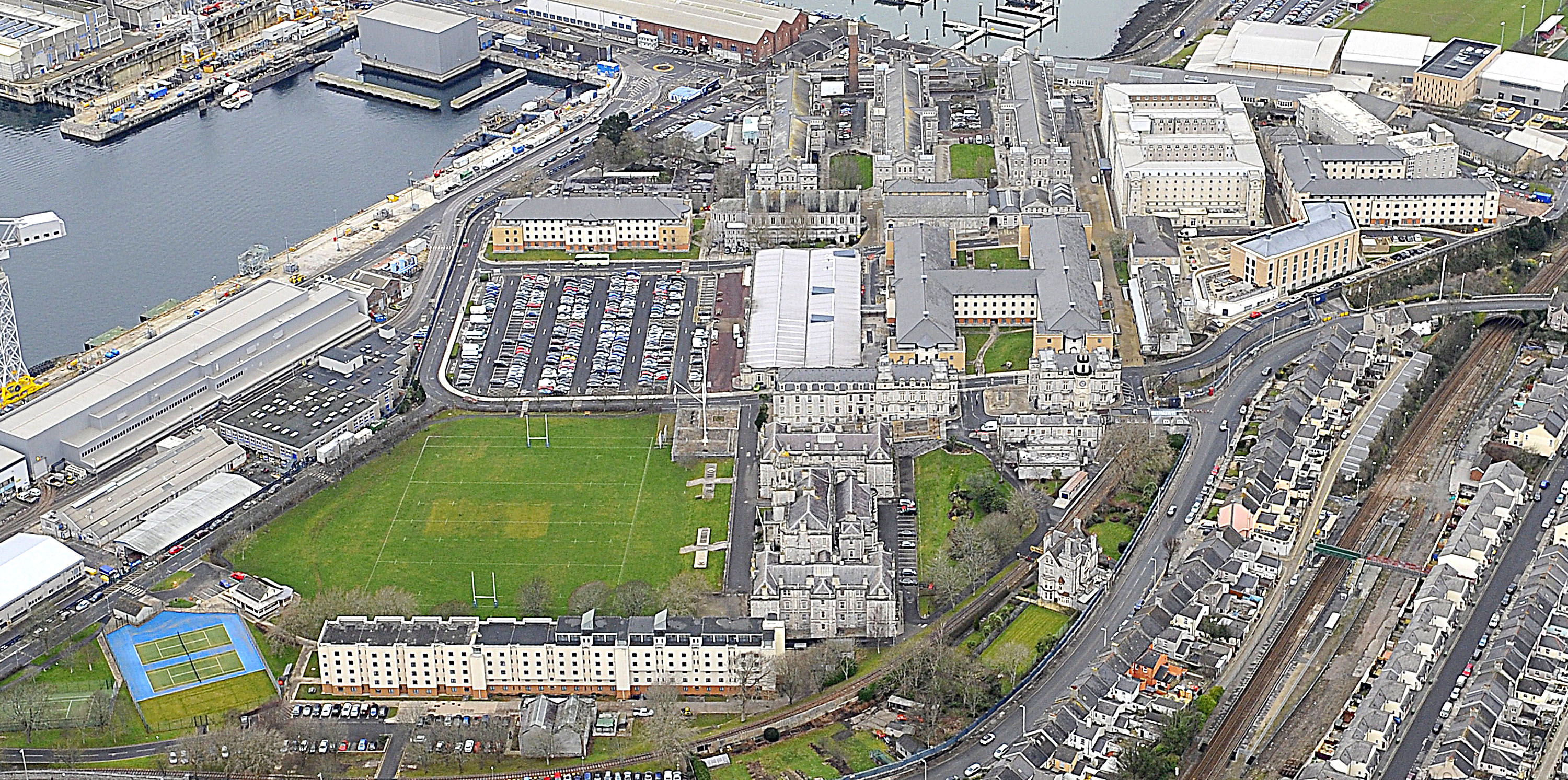 Aerial image of HMS Drake Devonport dockyard