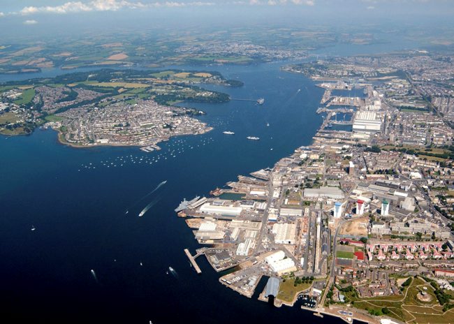 Aerial of Devonport Plymouth naval base