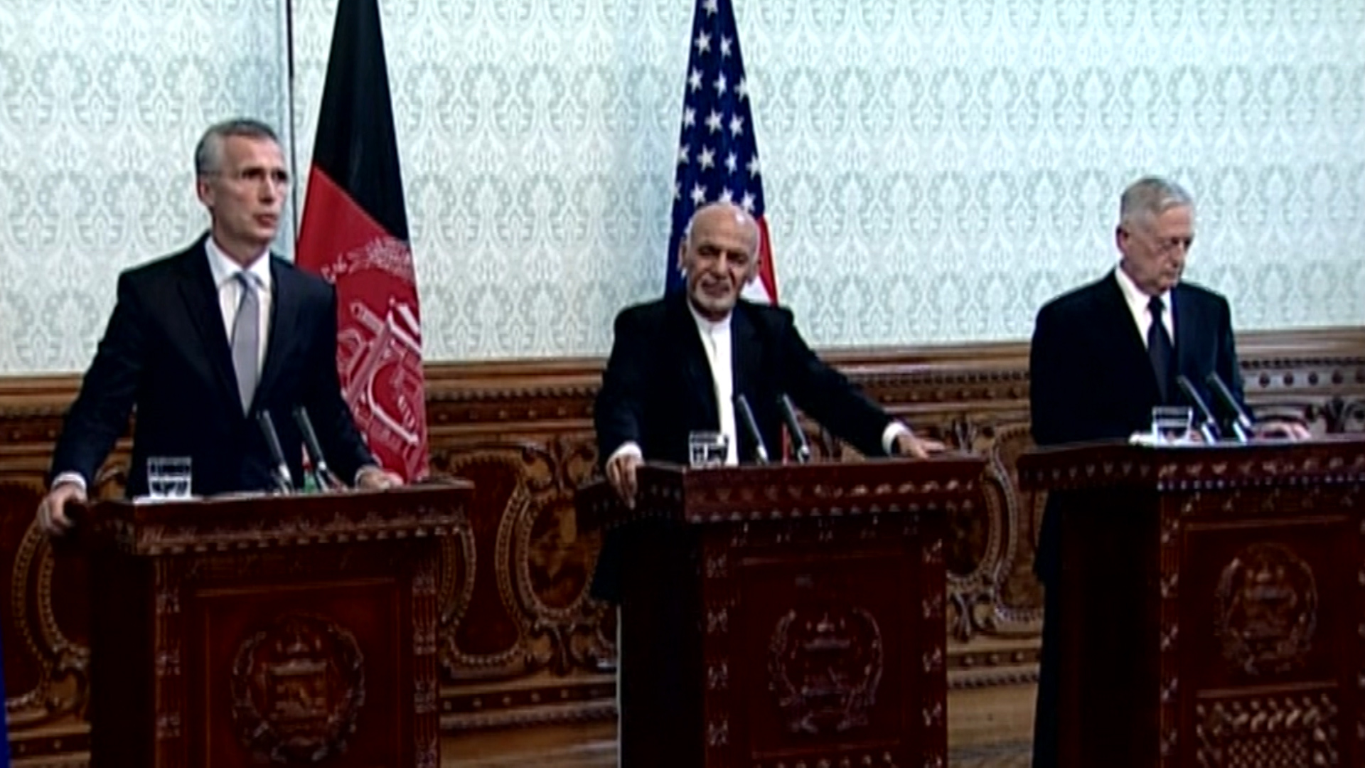 Jim Mattis, Jens Stoltenberg, Ashraf Ghani