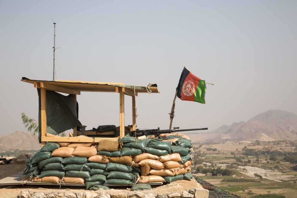 Afghan flag flies over an observation post