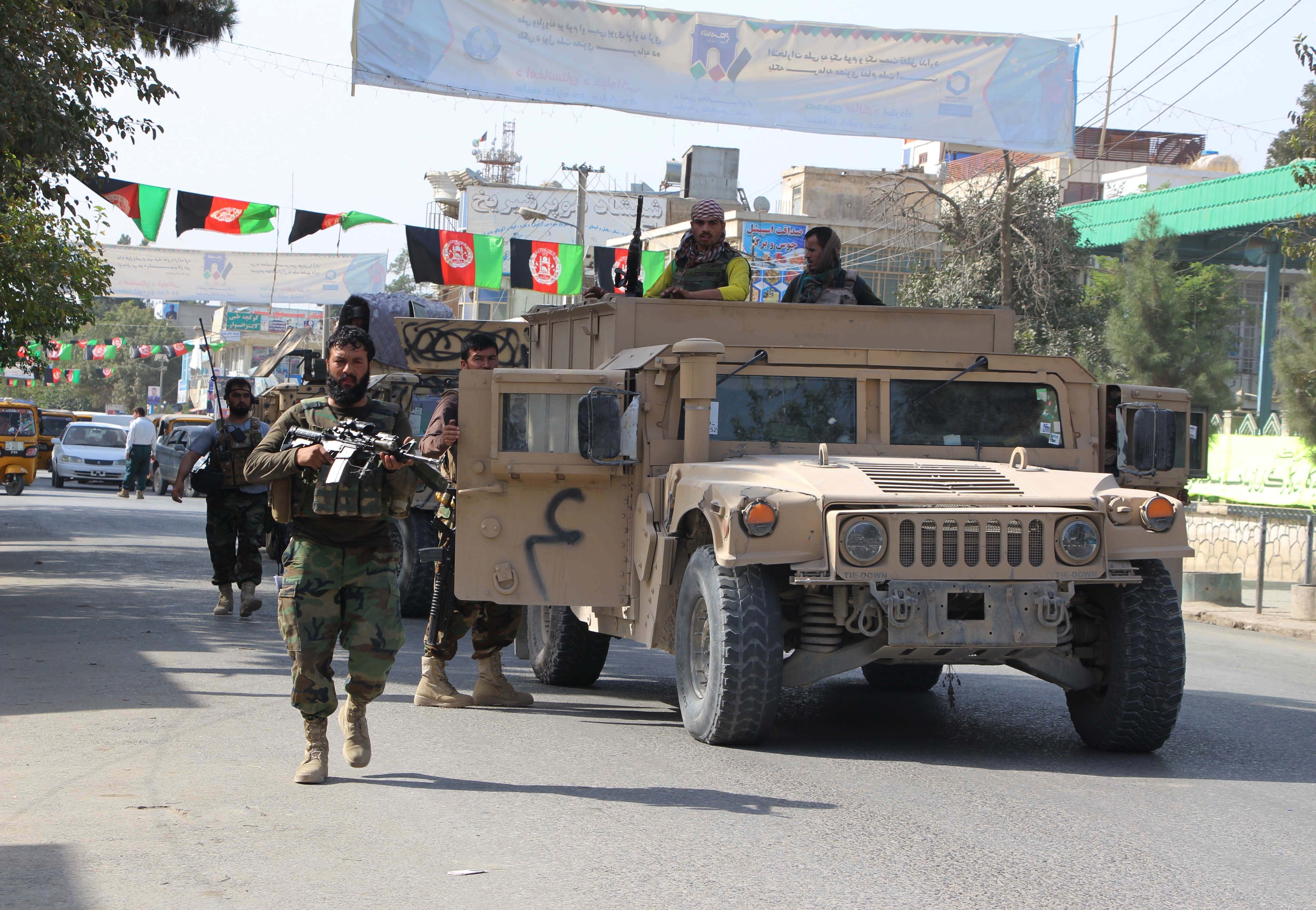 Afghan national army soldiers take part in an operation against Taliban militants in Kunduz