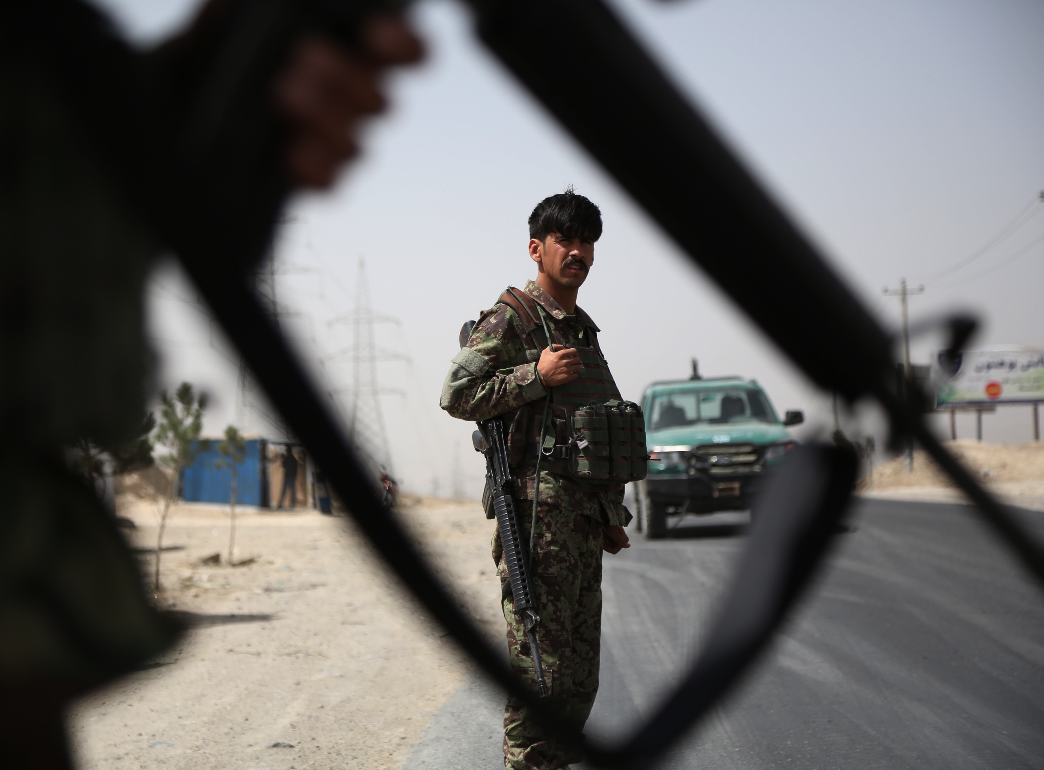 Afghan security force at checkpoint