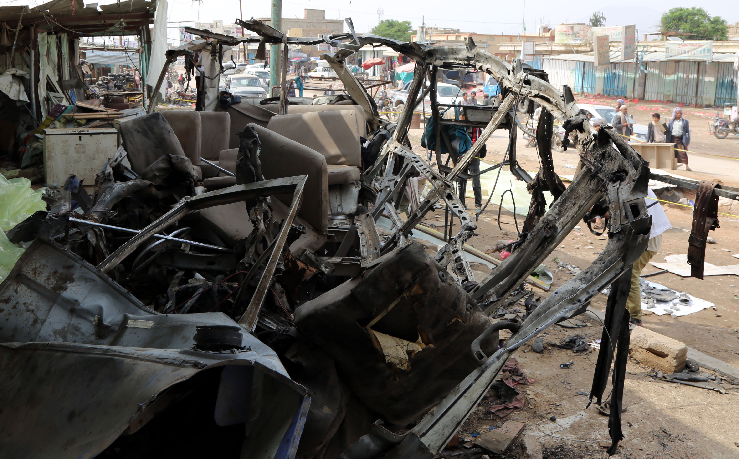 Aftermath of airstrike in Yemen