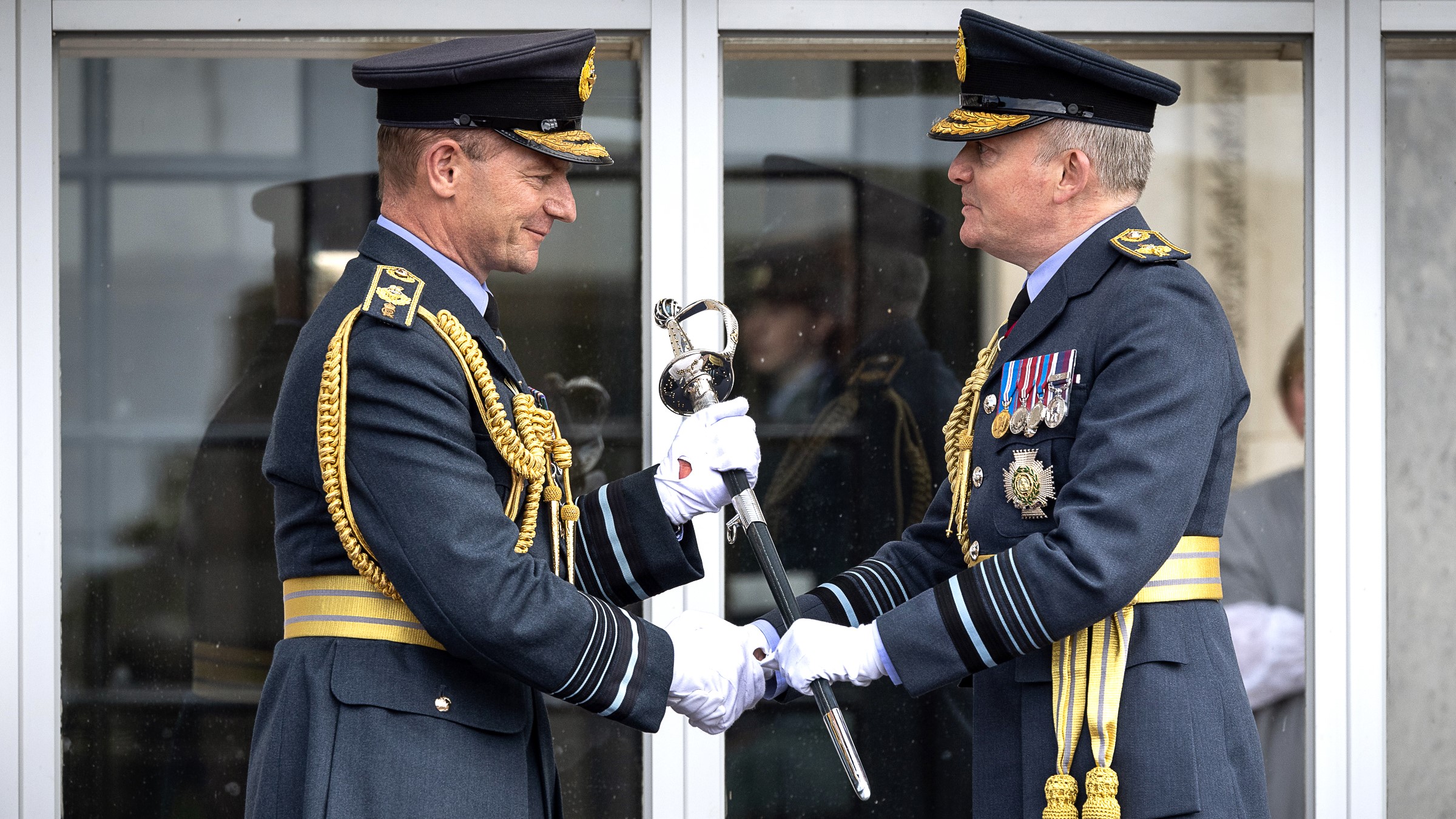 Air Chief Marshal Sir Rich Knighton (right) succeeds Air Chief Marshal Sir Mike Wigston (left) 02062023 CREDIT Royal Air Force