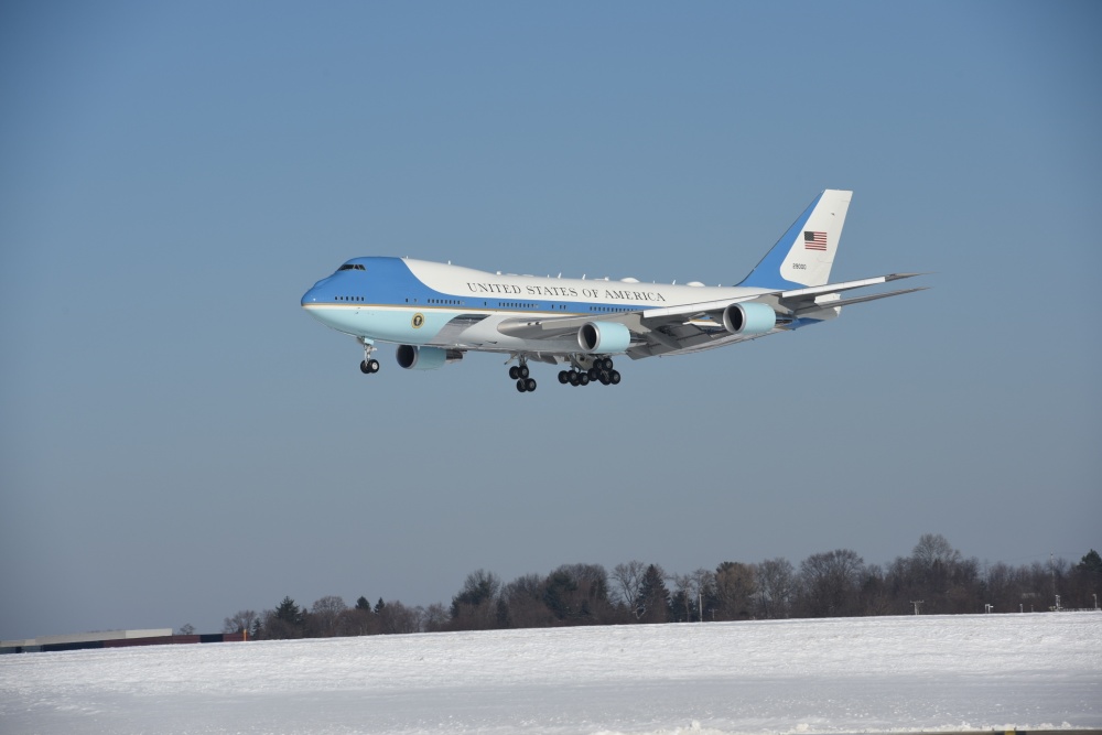 Air Force One prepares to land