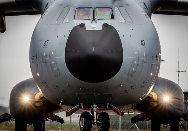 Airbus A400M taking off at Brize Norton