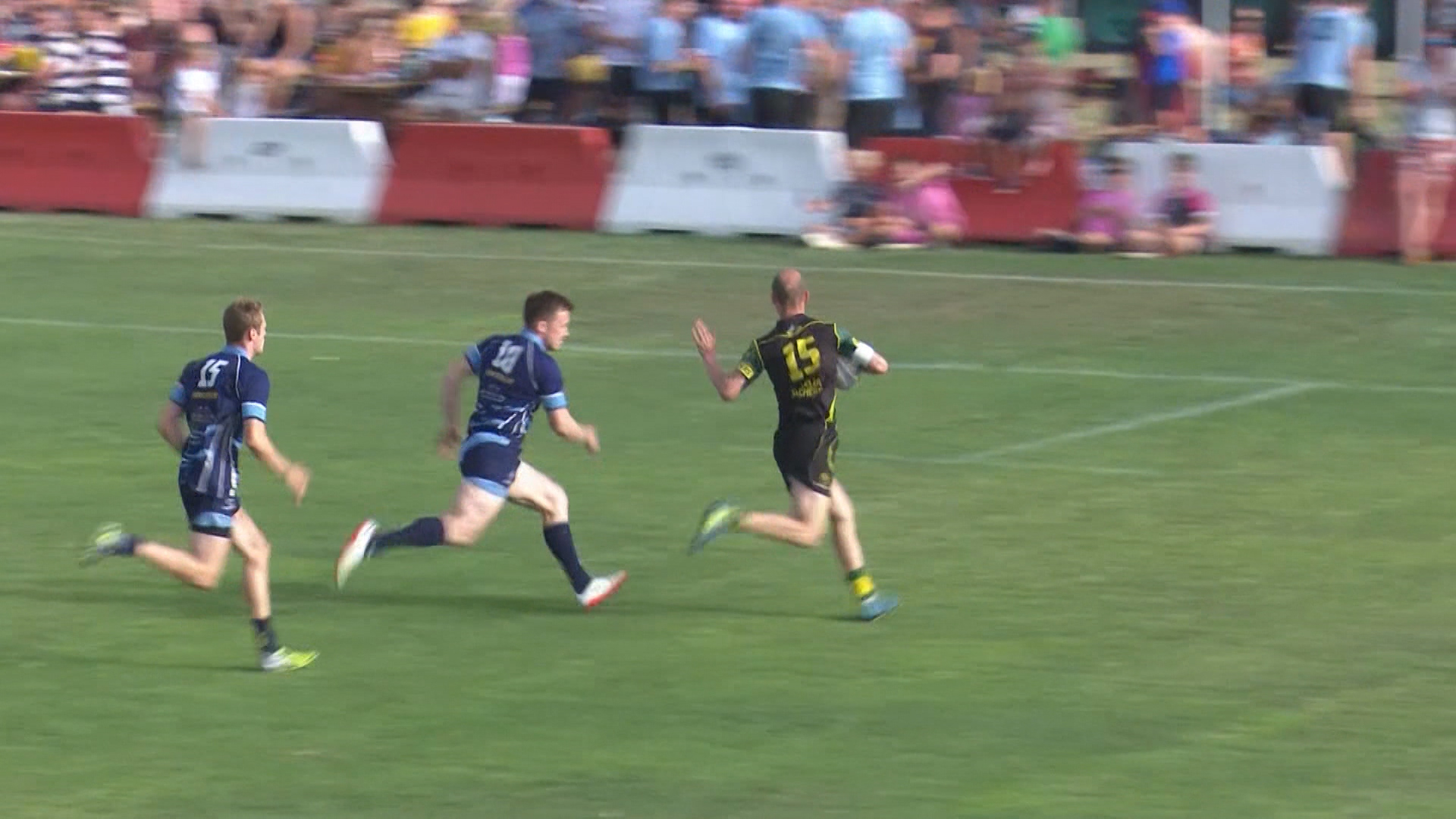 Dhekelia Poachers score against RAF Movers in the Shield decider.