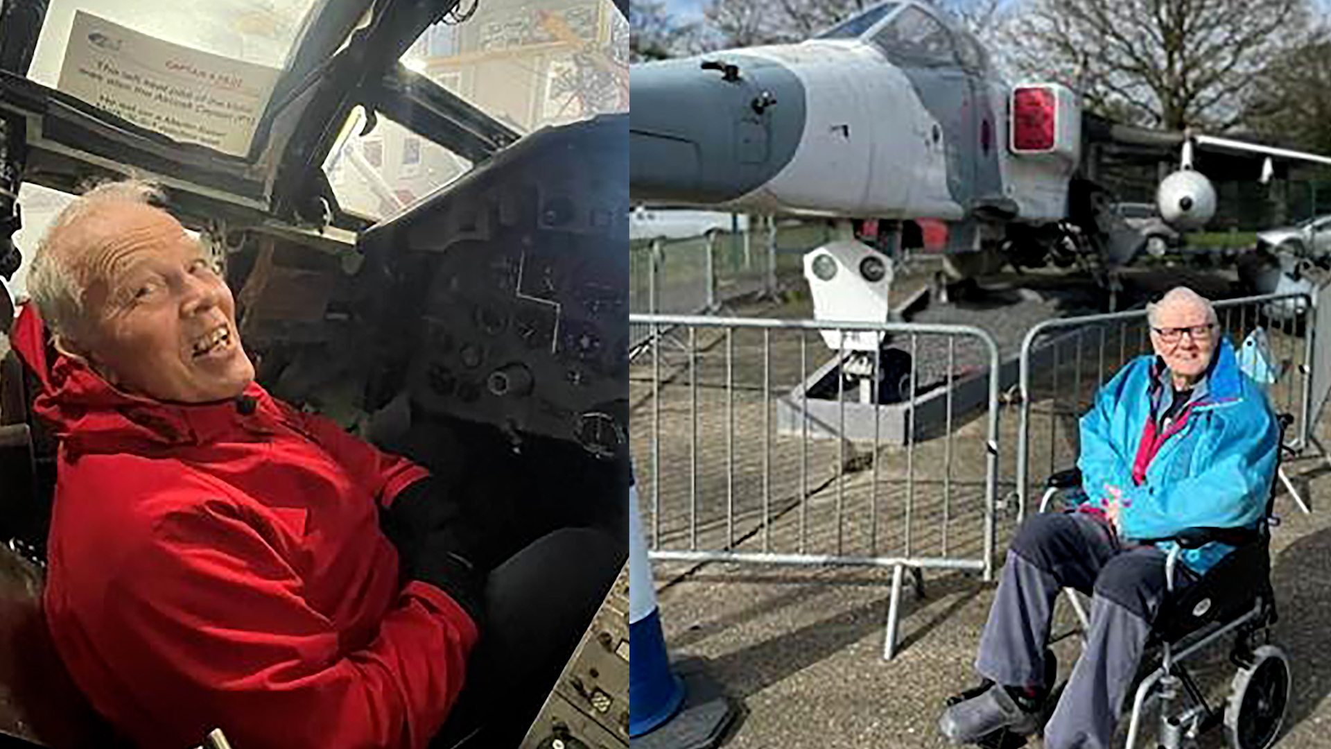 Alan Sansom (right) and John Orminston (left) surprised with trip to see planes they flew as RAF pilots 23032023 NO REUSE CREDIT PA WIRE,PA IMAGES