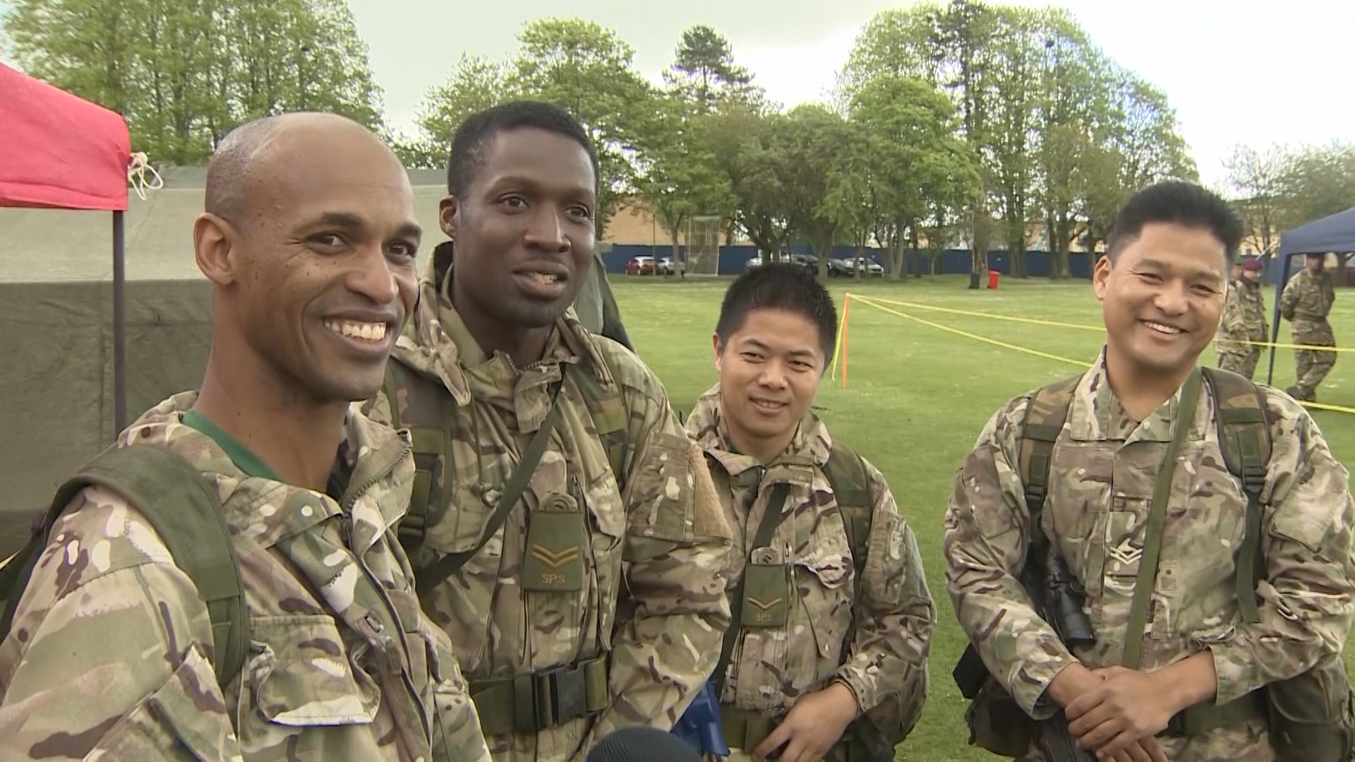 All smiles despite the damp conditions.