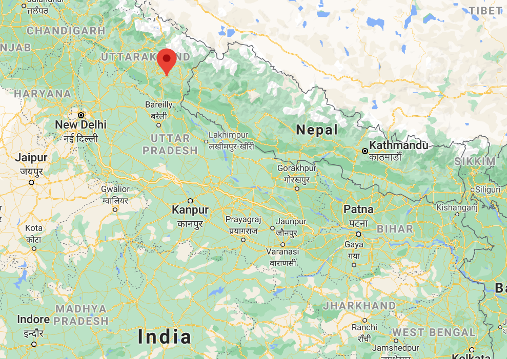 Map showing Almora within India
