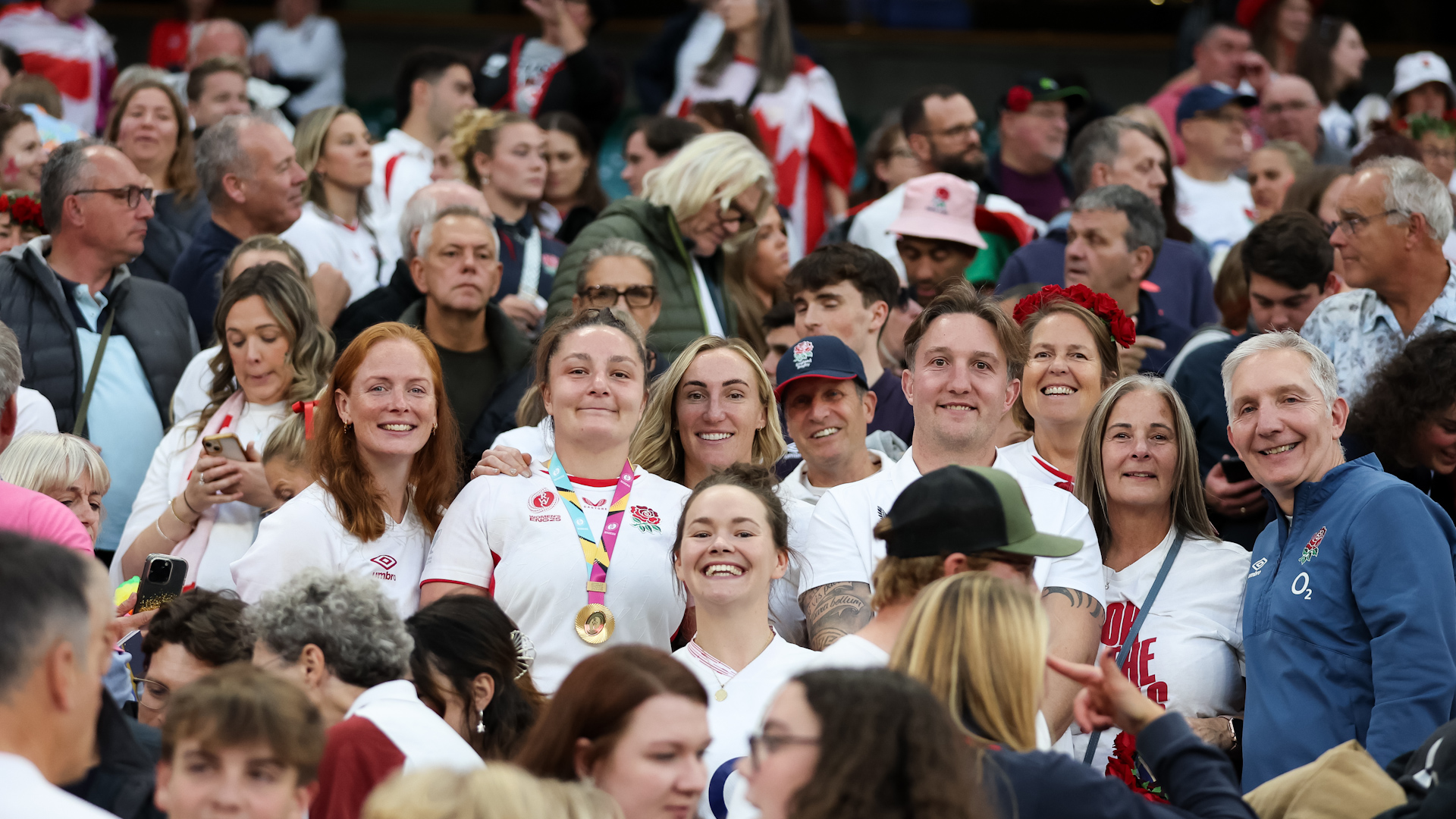 Amy Cokayne with friends and family after World Cup win CREDIT Cat Goryn DATE 27092025.jpg 
