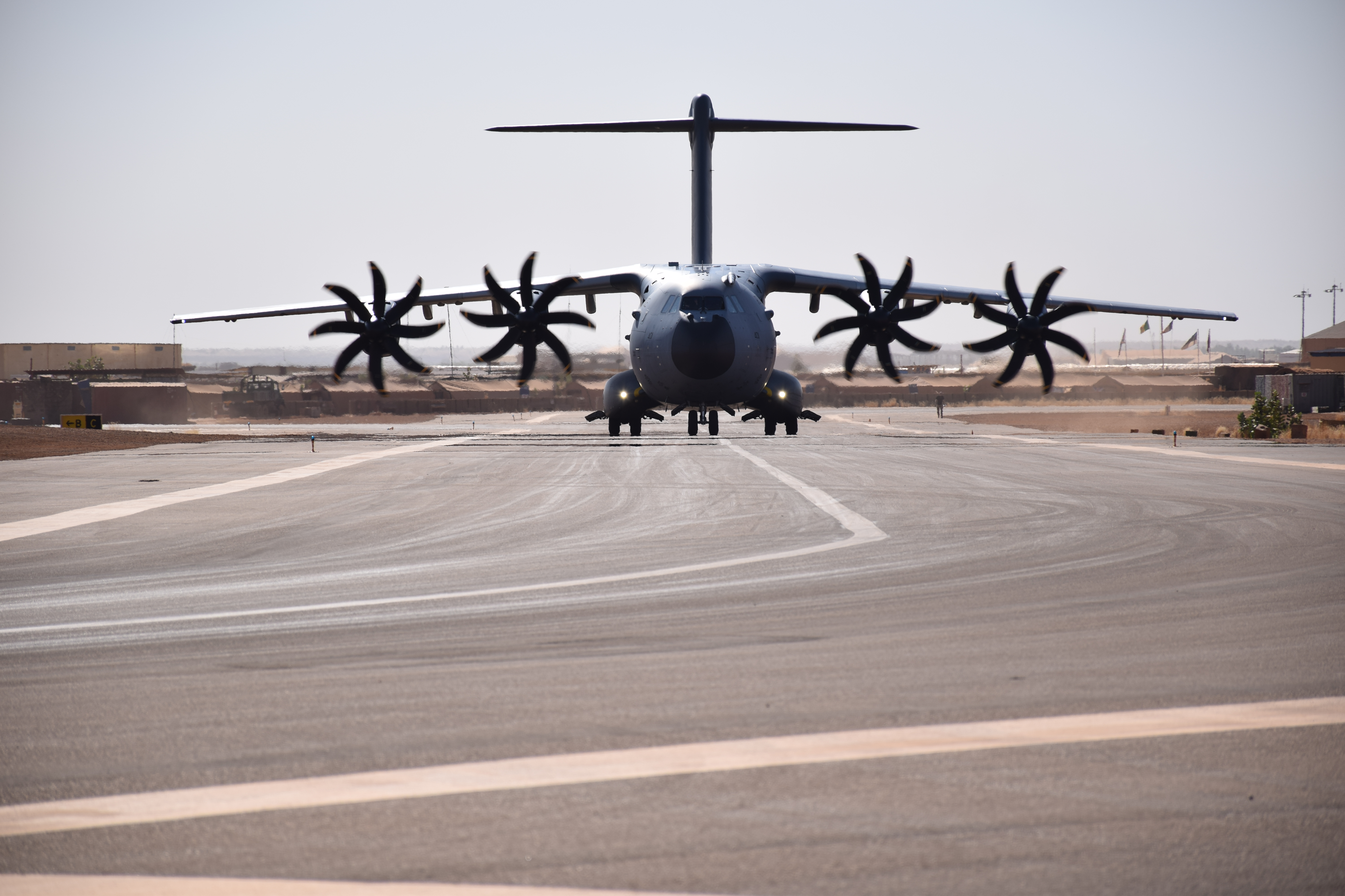 An A400M Atlas aircraft carrying British troops lands in Gao, Mali (Picture: MOD).