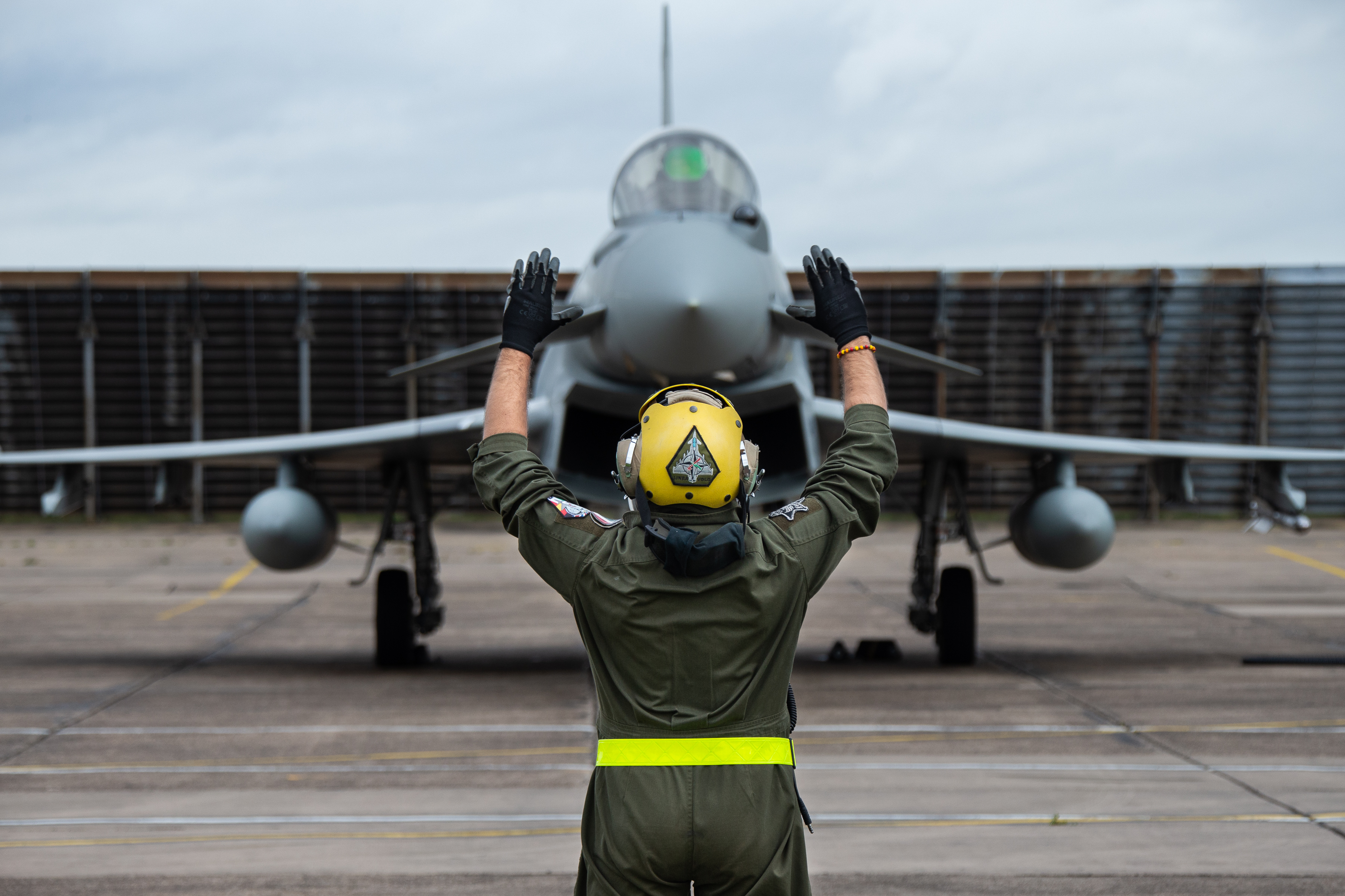 An Italian Air Force Typhoon fighter jet at RAF Waddington, ready to take part in Exercise Cobra Warrior 110919 CREDIT MOD