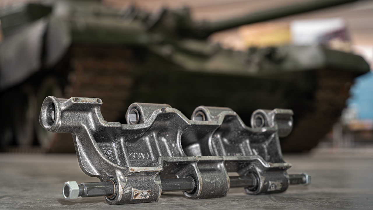 The Tank Museum in Bovington has helped restore Soviet-era tracks for vehicles that will be donated to Ukraine. Pictured is an example of the new T-72 track (Picture: Tank Museum Bovington).
