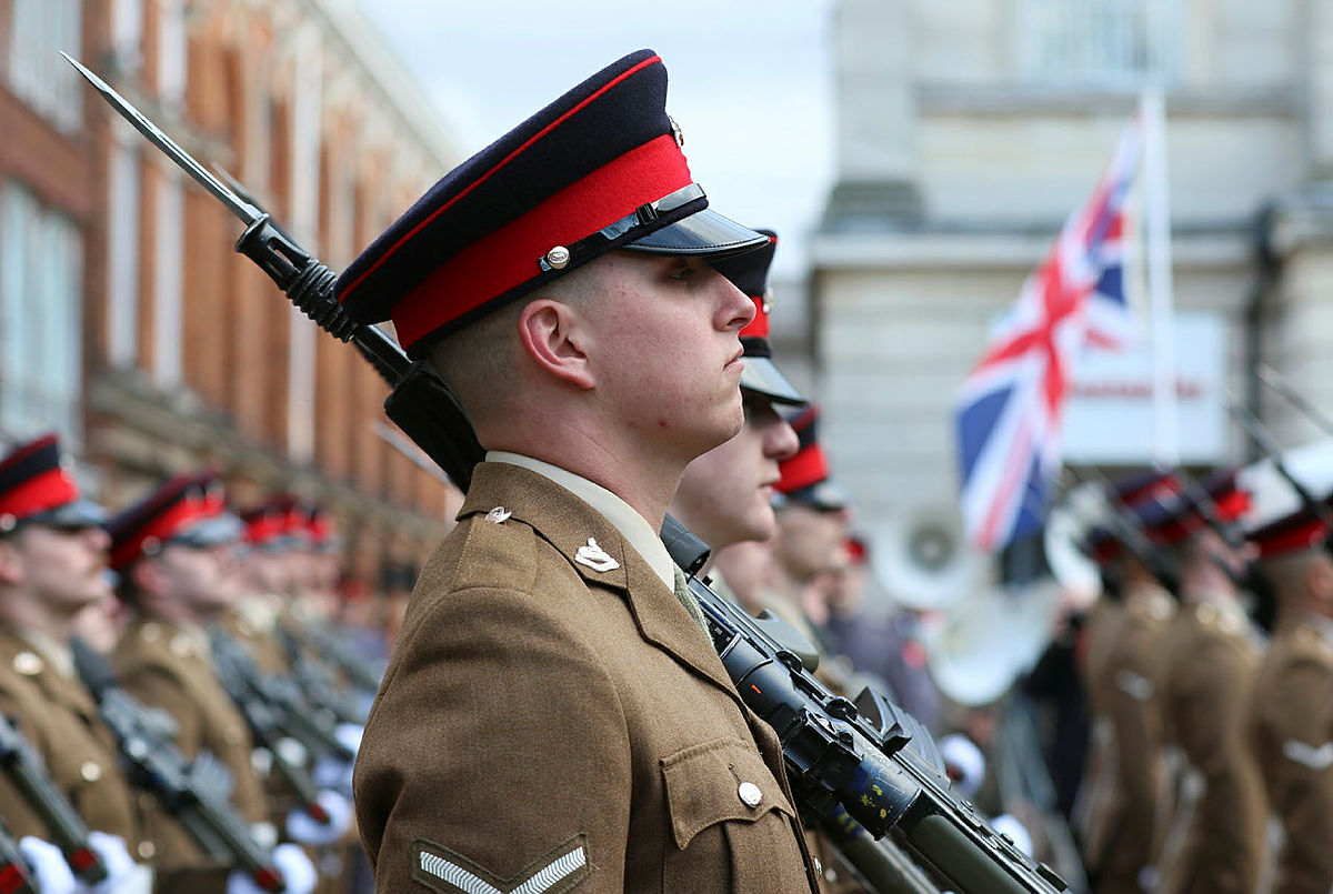 Members of The Royal Anglian Regiment on parade in the city of Lincoln (Picture: MOD).