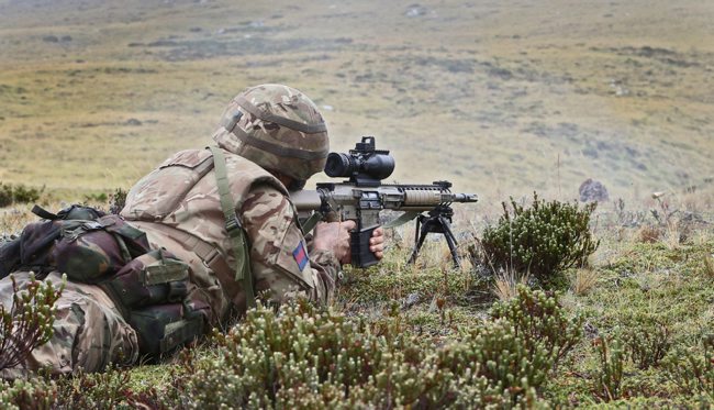 Anon soldier during exercise on Falklands Onion Ranges 2 170217 CREDIT CROWN COPYRIGHT