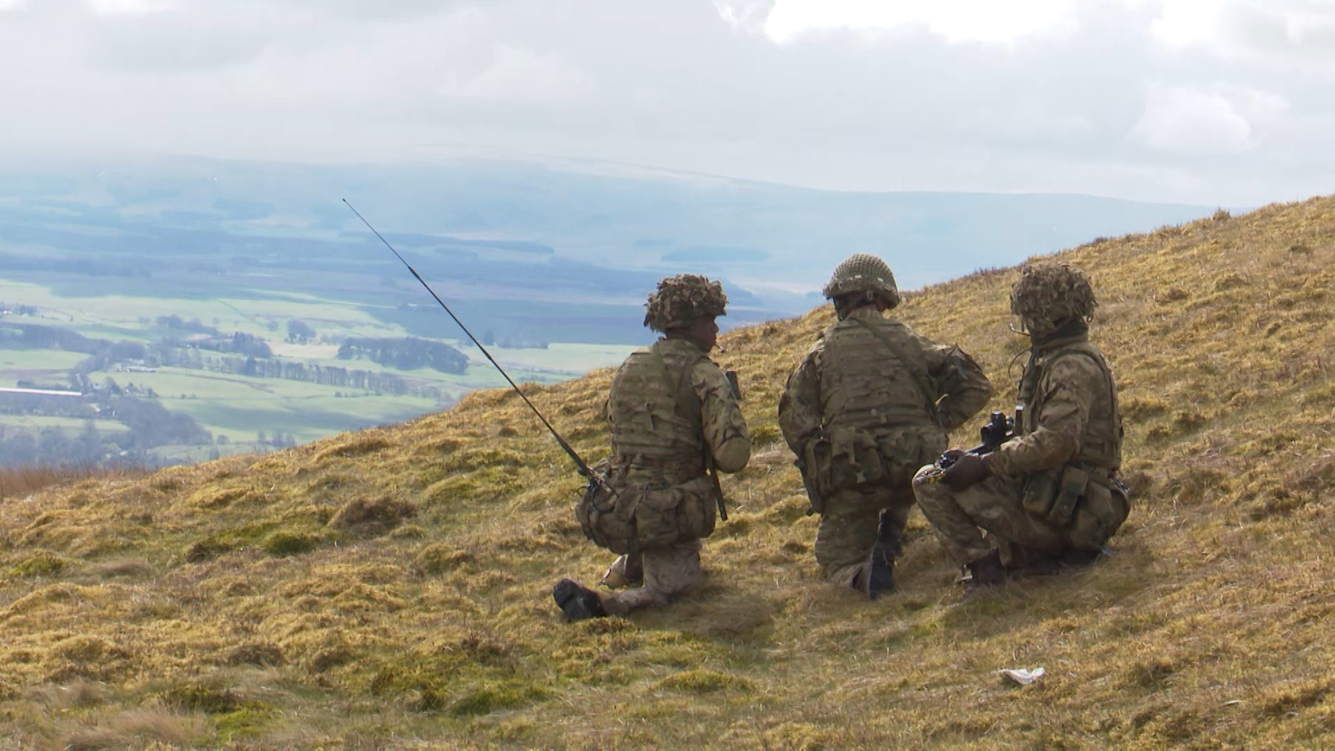 The soldiers had to face the tough terrain of the Pentland Hills during the exercise.