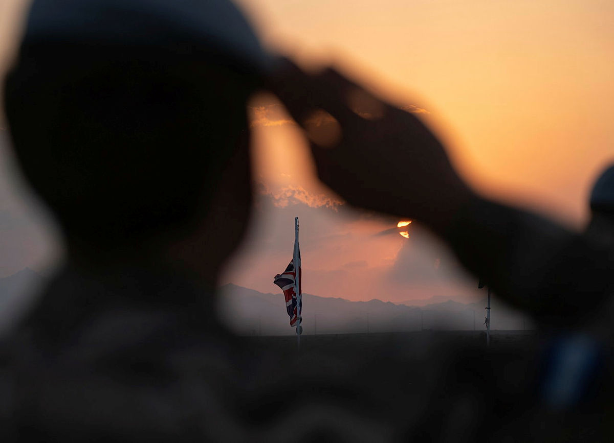 Anonymous Soldiers from 1 Aviation Brigade taking part in a Remembrance parade at the end of their desert training exercise in Oman (Picture: MOD).