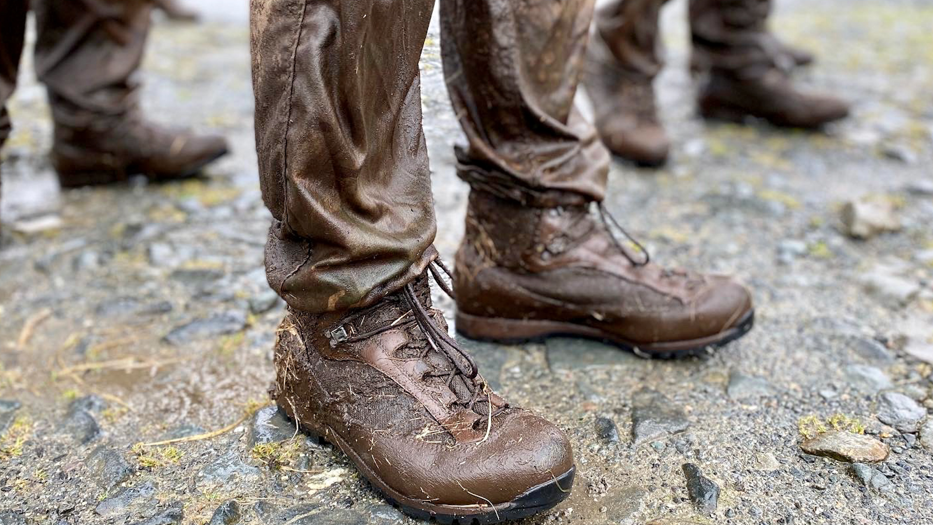 Anonymous The mud and water on a Royal Marines legs after the infamous 30-miler 230222 CREDIT BFBS .jpg