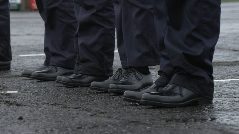 Anonymous feet of Royal Navy recruits
